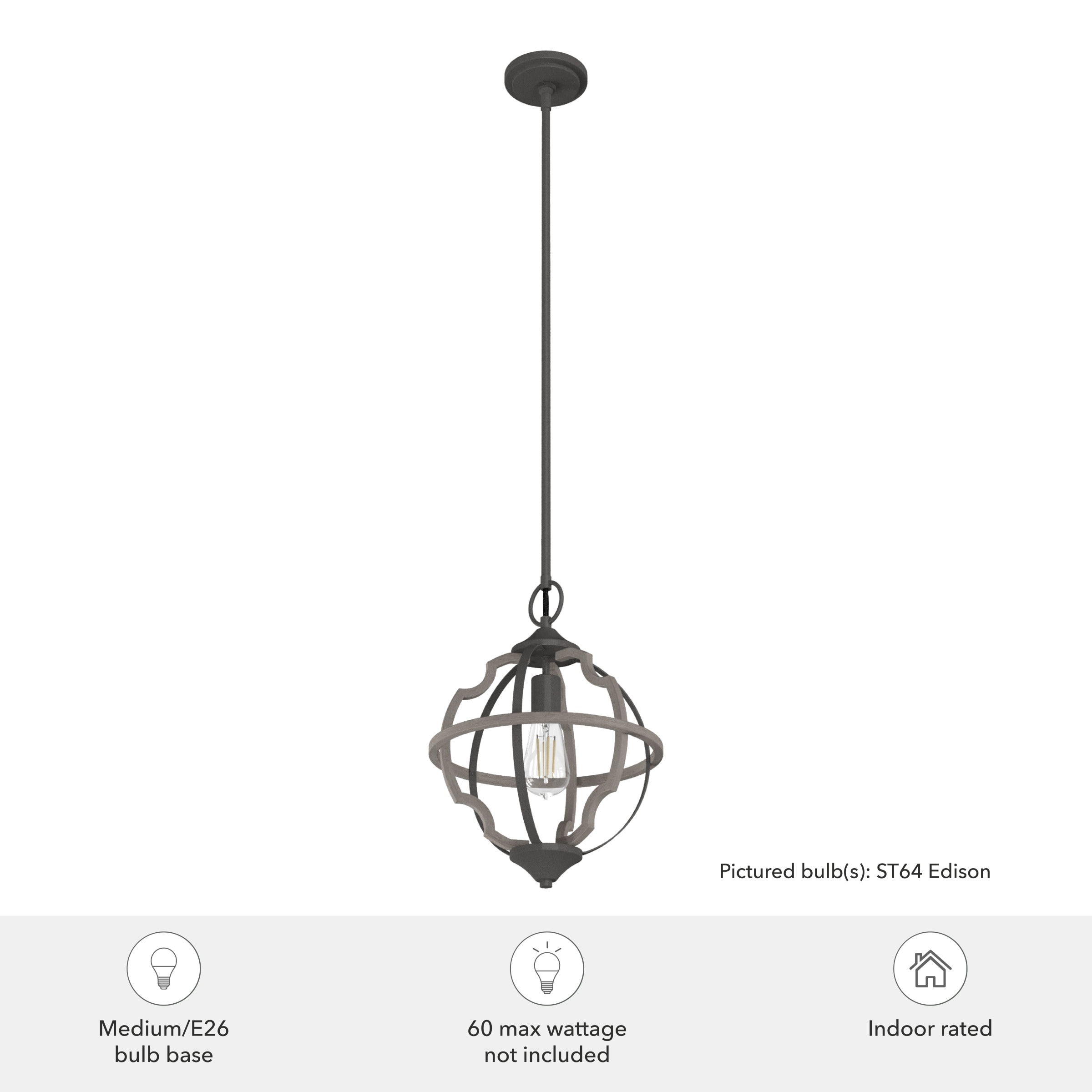 Noble Bronze Washed Oak Mini Globe LED Pendant