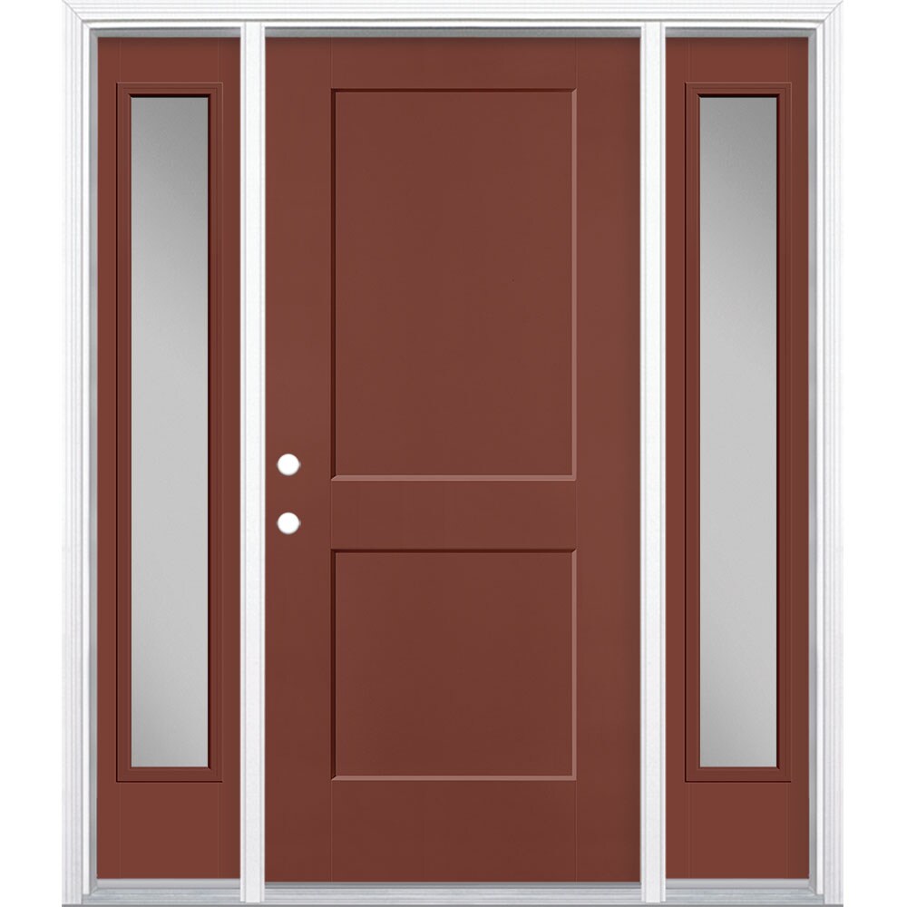 Masonite 5204167 Logan 64-in x 80-in x 4-9/16-in Fiberglass No glass Right-hand inswing Foxtail Painted Prehung Front Door with Sidelights with Brickmould Insulating core