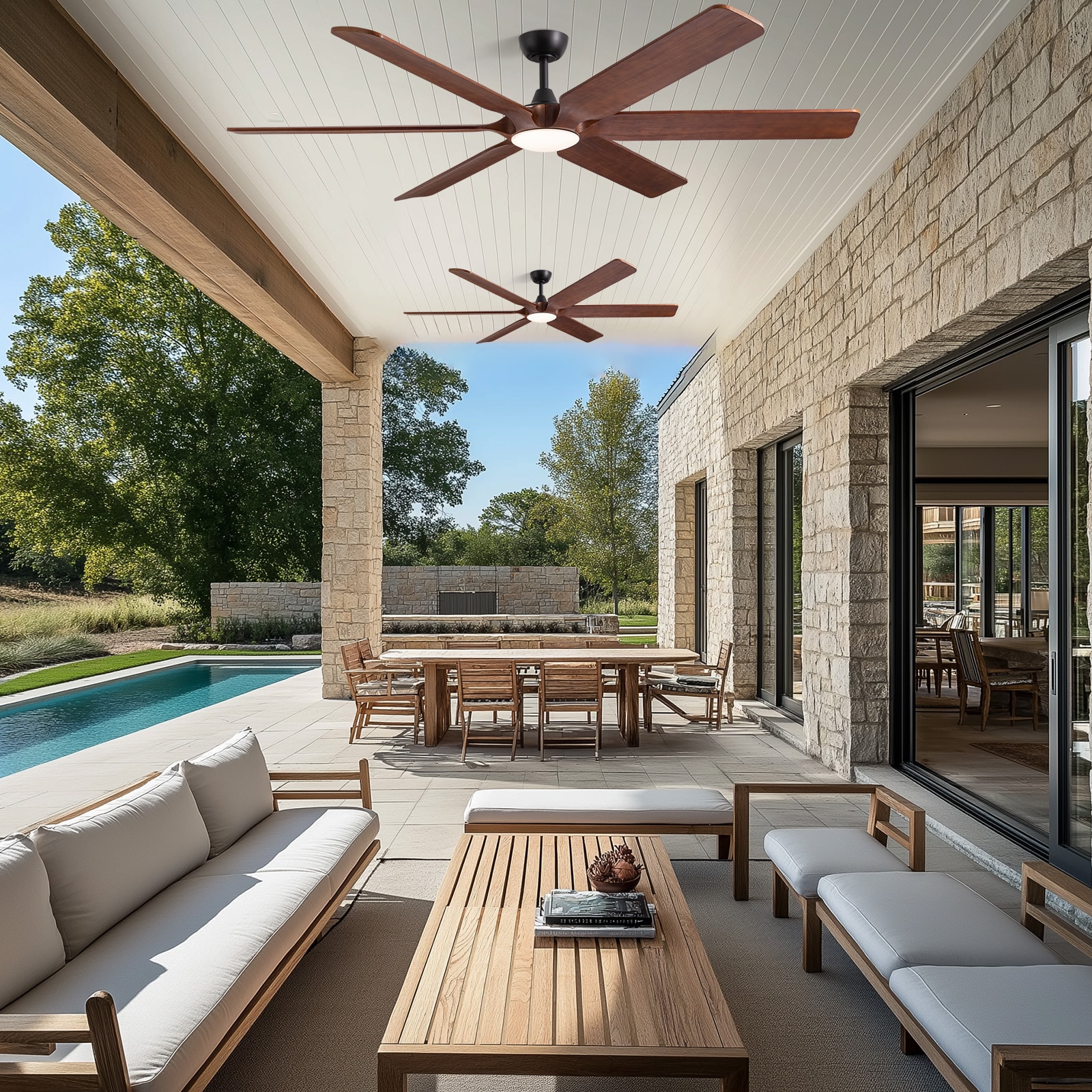 SILJOY WY-011D-72-01 72-in Wooden Ceiling Fan with Light and Remote Control Include