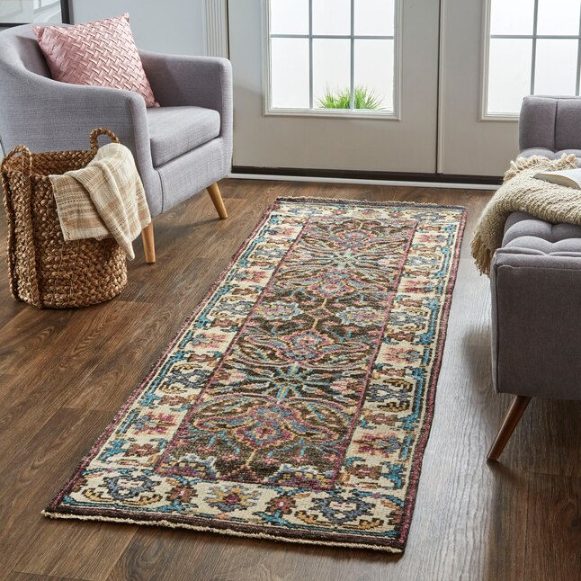 Room Envy Bashyr 3 X 8 Wool Turquoise, Turquoise And Brown Rug Runner