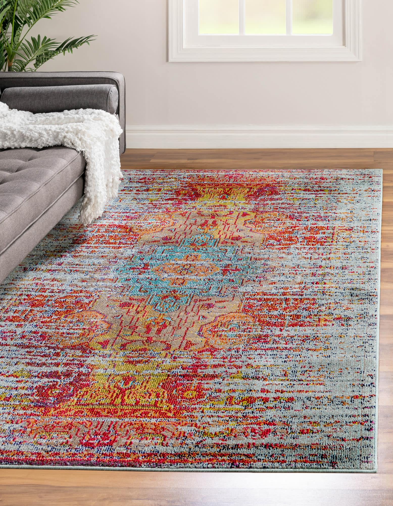 Unique Loom 3140082 Picasso Vita 2 x 3 (ft) Loomed Polypropylene Light Blue/Navy Blue Rectangular Indoor Medallion Bohemian/Eclectic Area rug