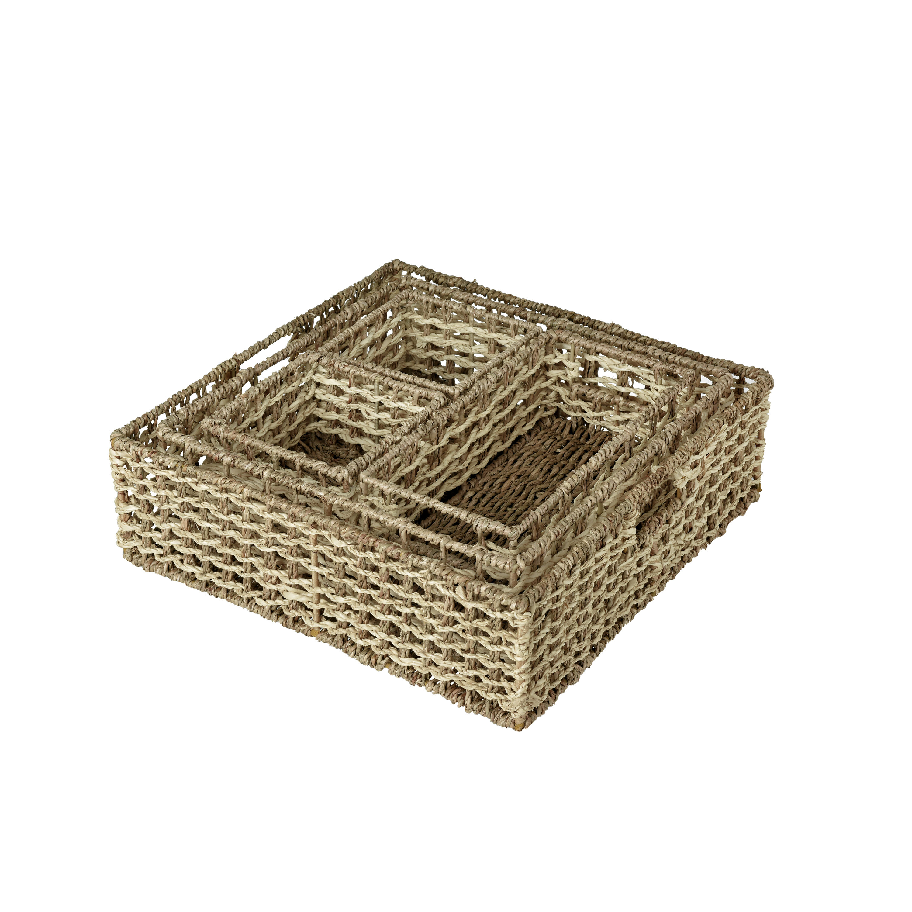 we think storage WTS-SEGR005 ( 14.17-in W x 3.94-in H x 14.17-in D ) Light Brown Sea grass Stackable Bin