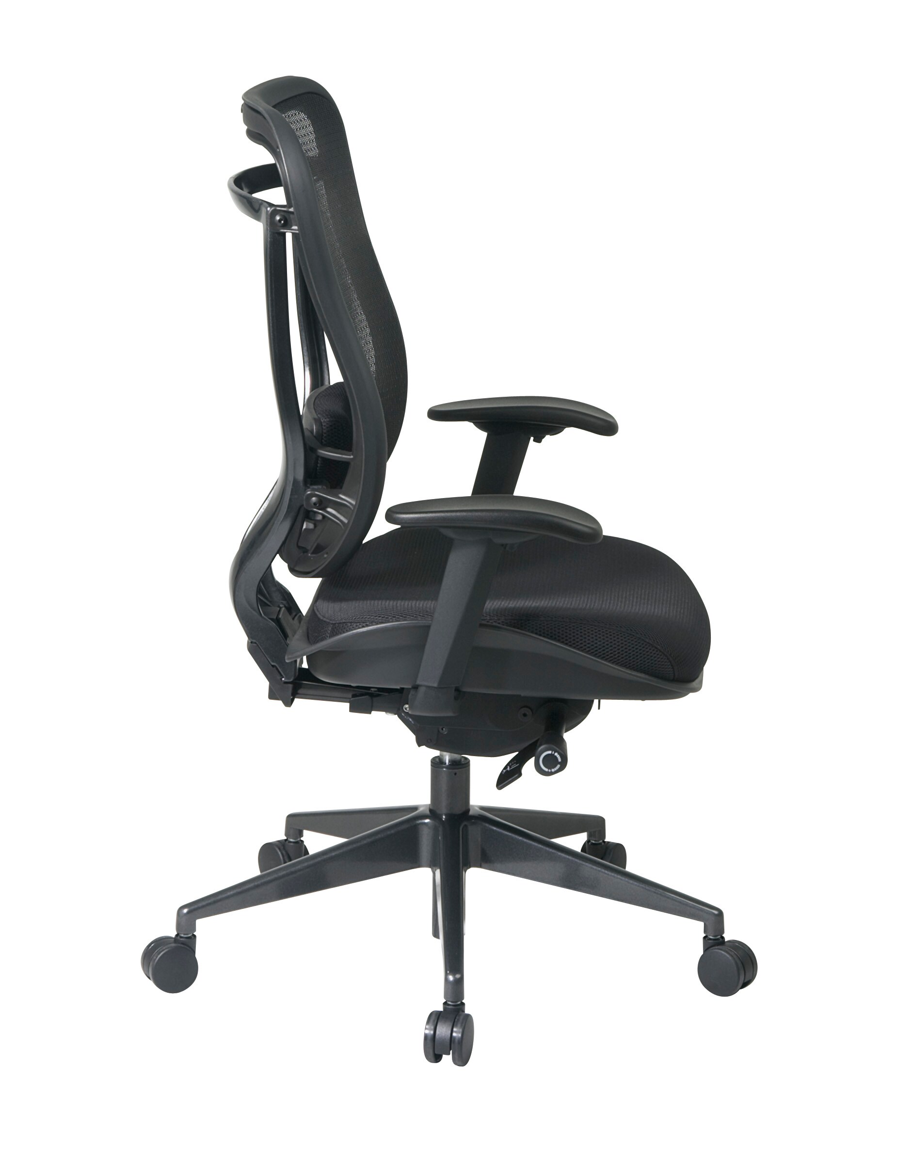 Executive High-Back Ergonomic Swivel Chair in Black and Gunmetal Mesh
