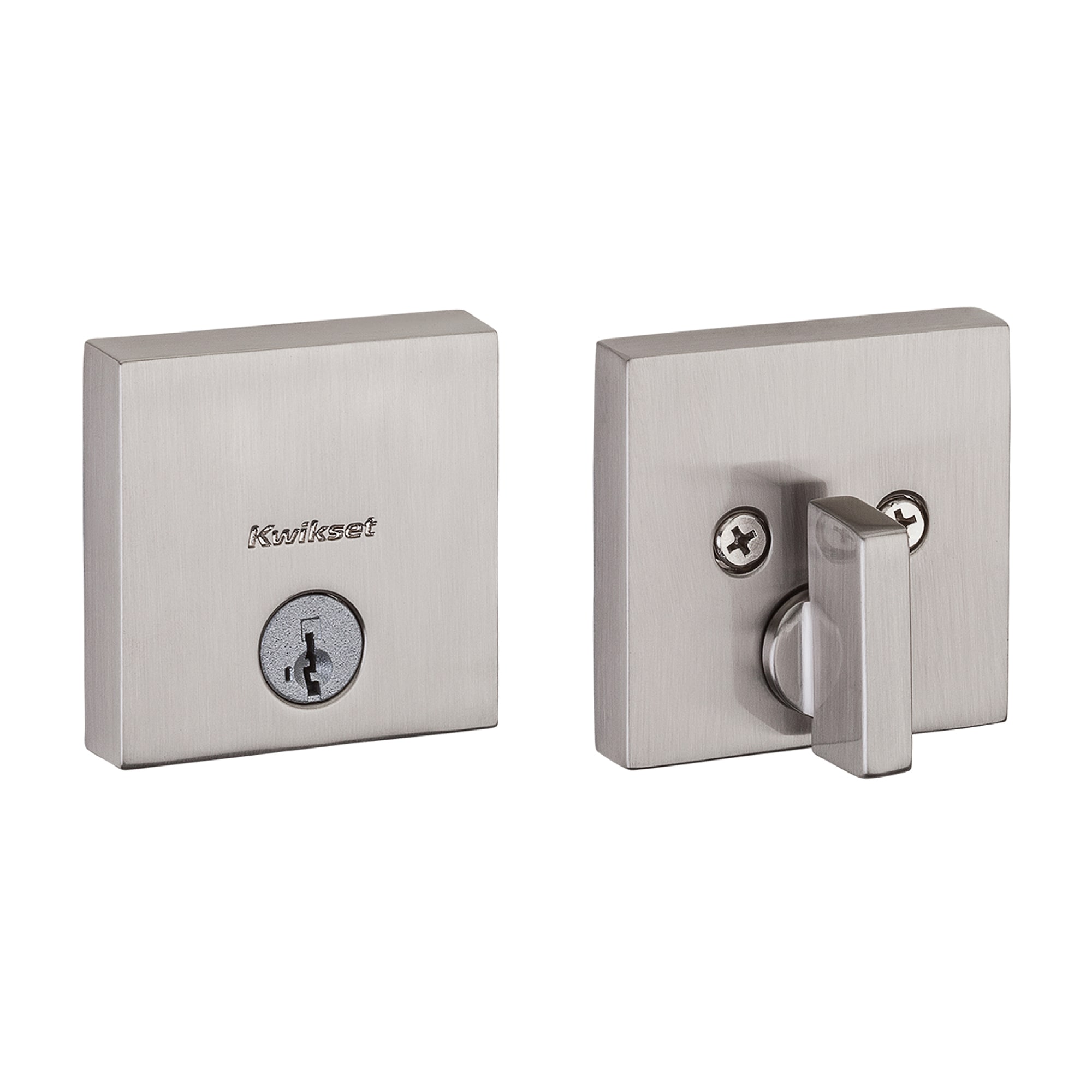 258 Downtown Satin Nickel Single Cylinder Deadbolt with SmartKey | - Kwikset Signature Series 258 SQT 15 SMT CP