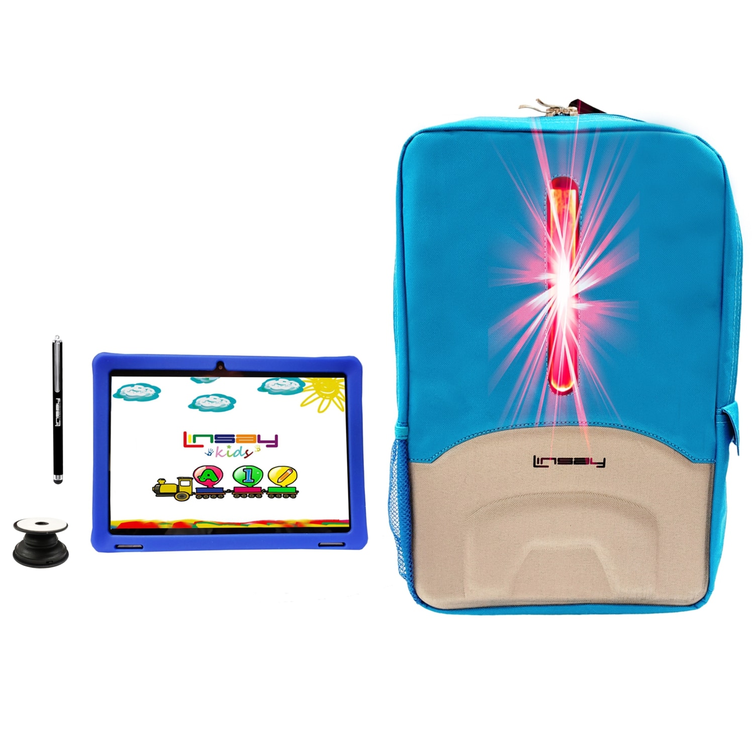 LINSAY F10IPKBLEDP 10.1-in 128 Android 13 Bluetooth Wi-Fi Tablet with Case Included and Pen Included