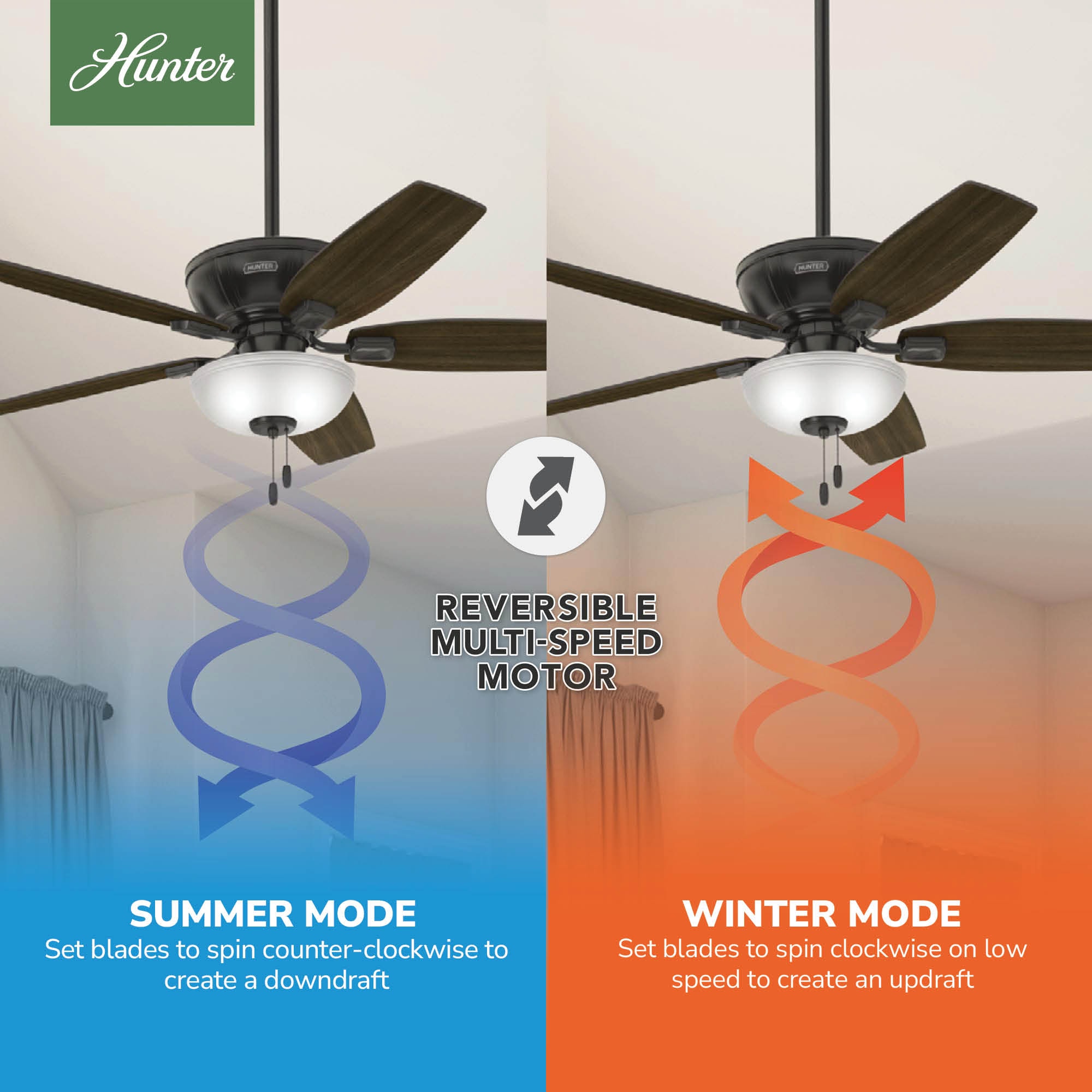 52" Noble Bronze Ceiling Fan with LED Light and Reversible Blades