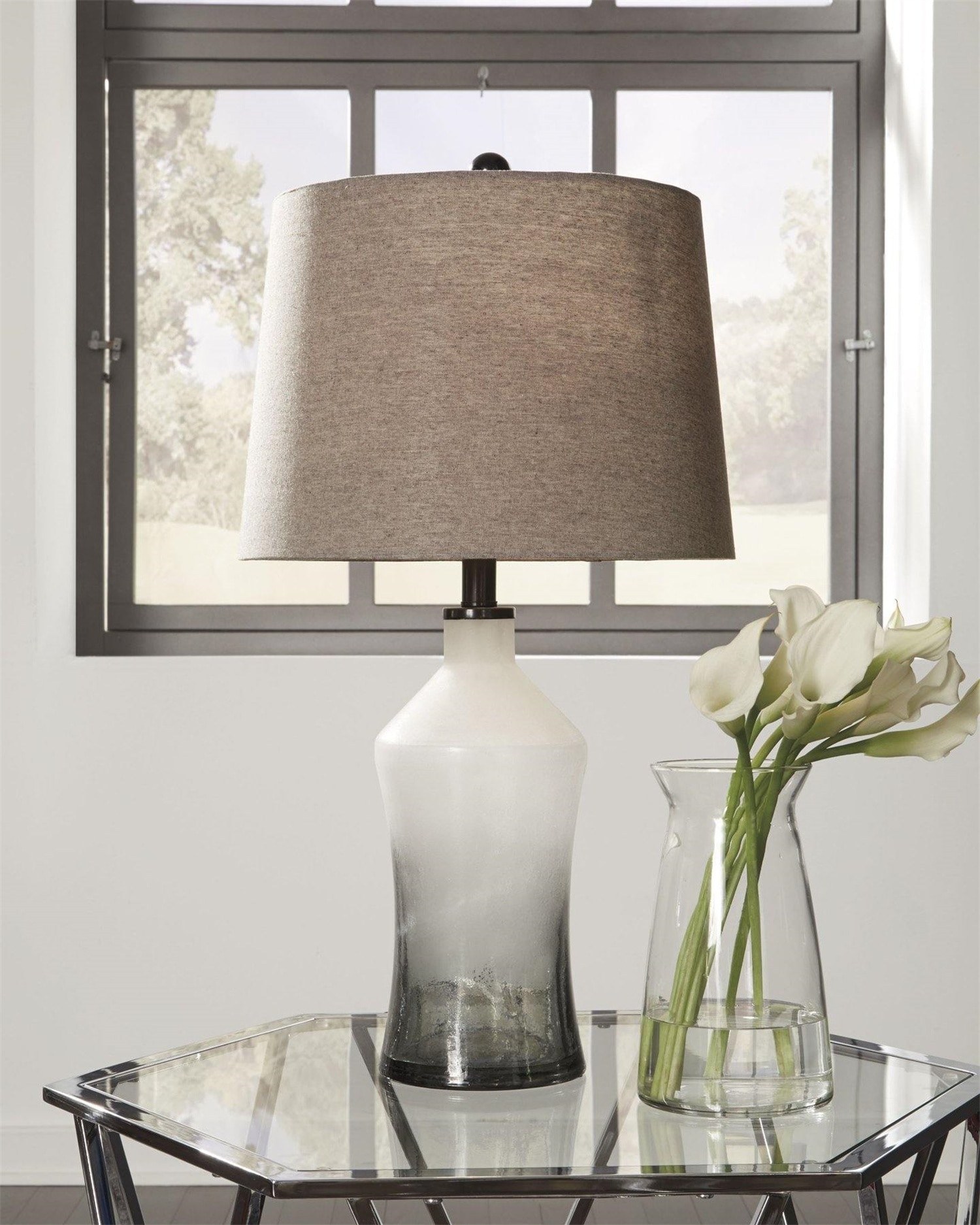 DEELIGHT B0346LJW0997-ZY Table Lamp Gray 3-way Table Lamp with Fabric Shade