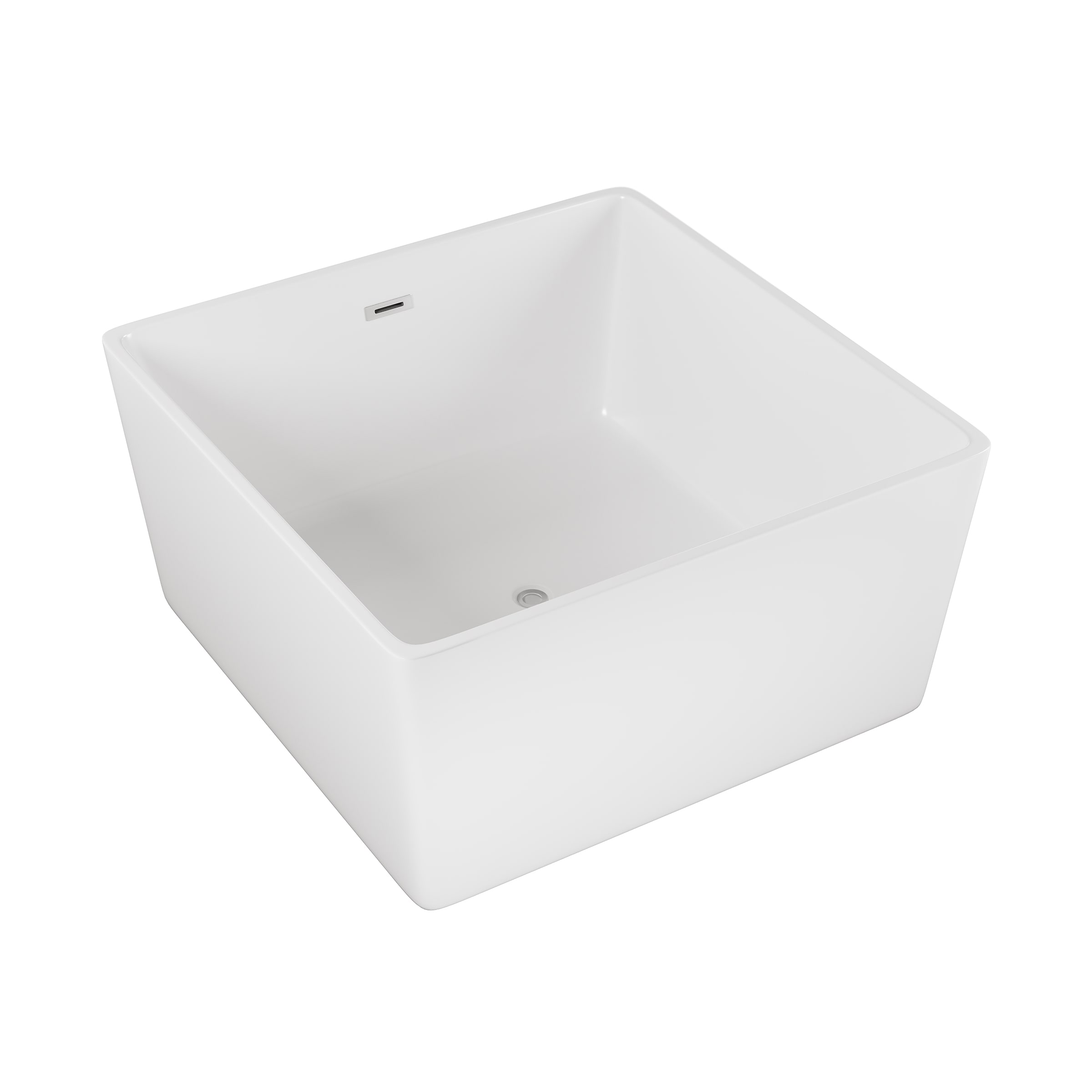 Swiss Madison SM-25-FBLAU03WH Lausanne 47.5-in x 32-in Glossy White Acrylic Square Freestanding Soaking bathtub ( Center Drain )
