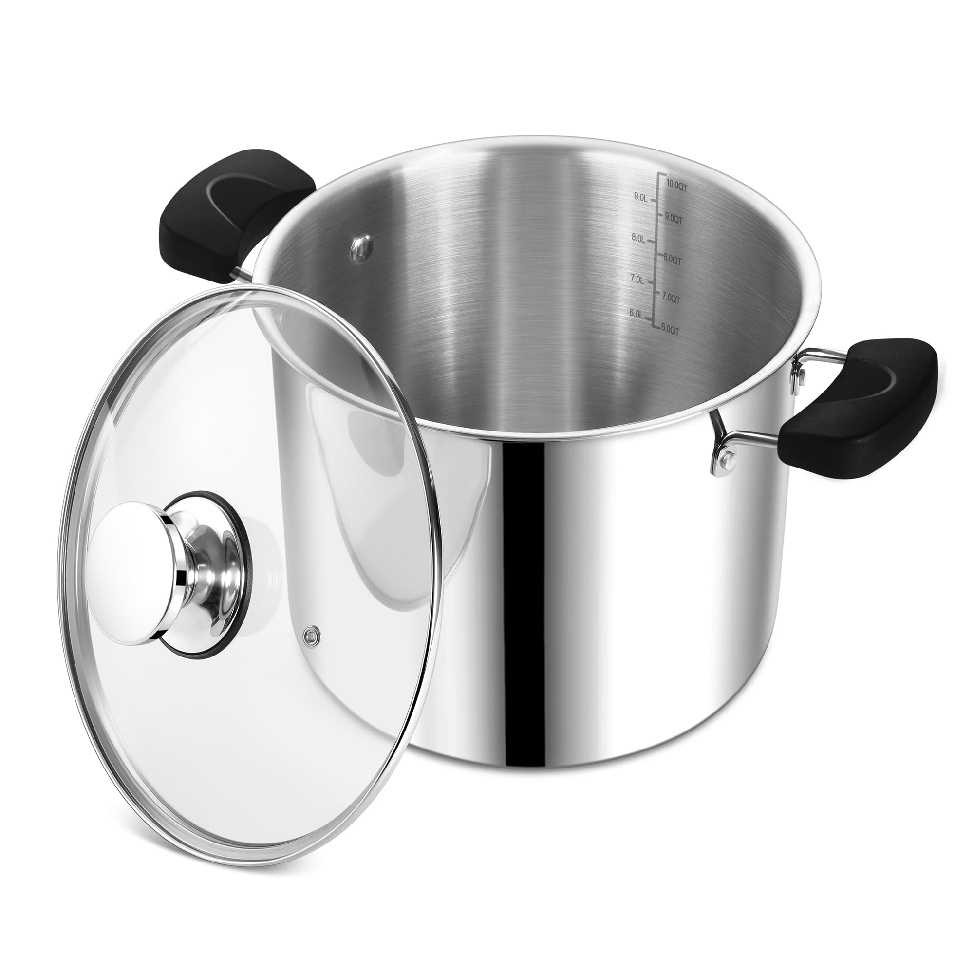 DHMHD 10 Quart 3-Ply Stainless Steel Cooking Stock Pot with Lid Large Capacity for Pasta Soup and Steaming Suitable for Multi Stove Use #LDH0817X287
