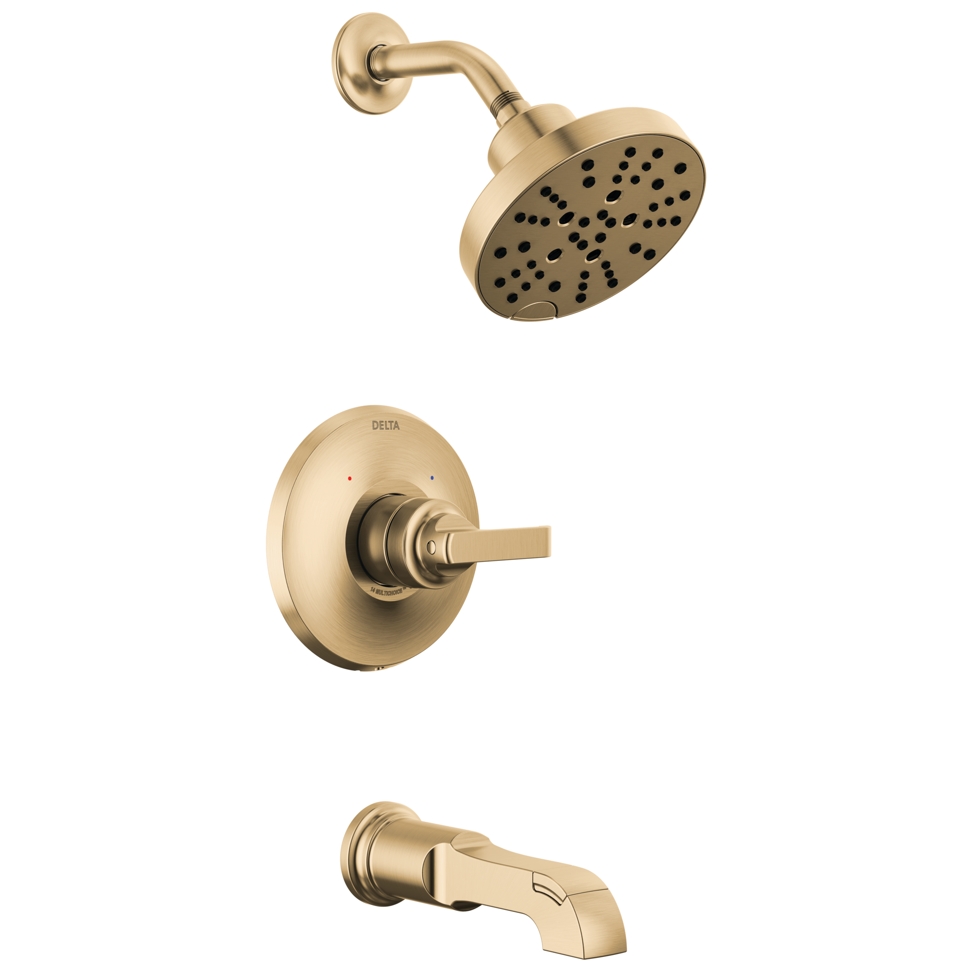 Delta T14489-CZ-PR Tetra Lumicoat Champagne Bronze 1-handle Multi-function 6-Inches Round Bathtub and shower Faucet