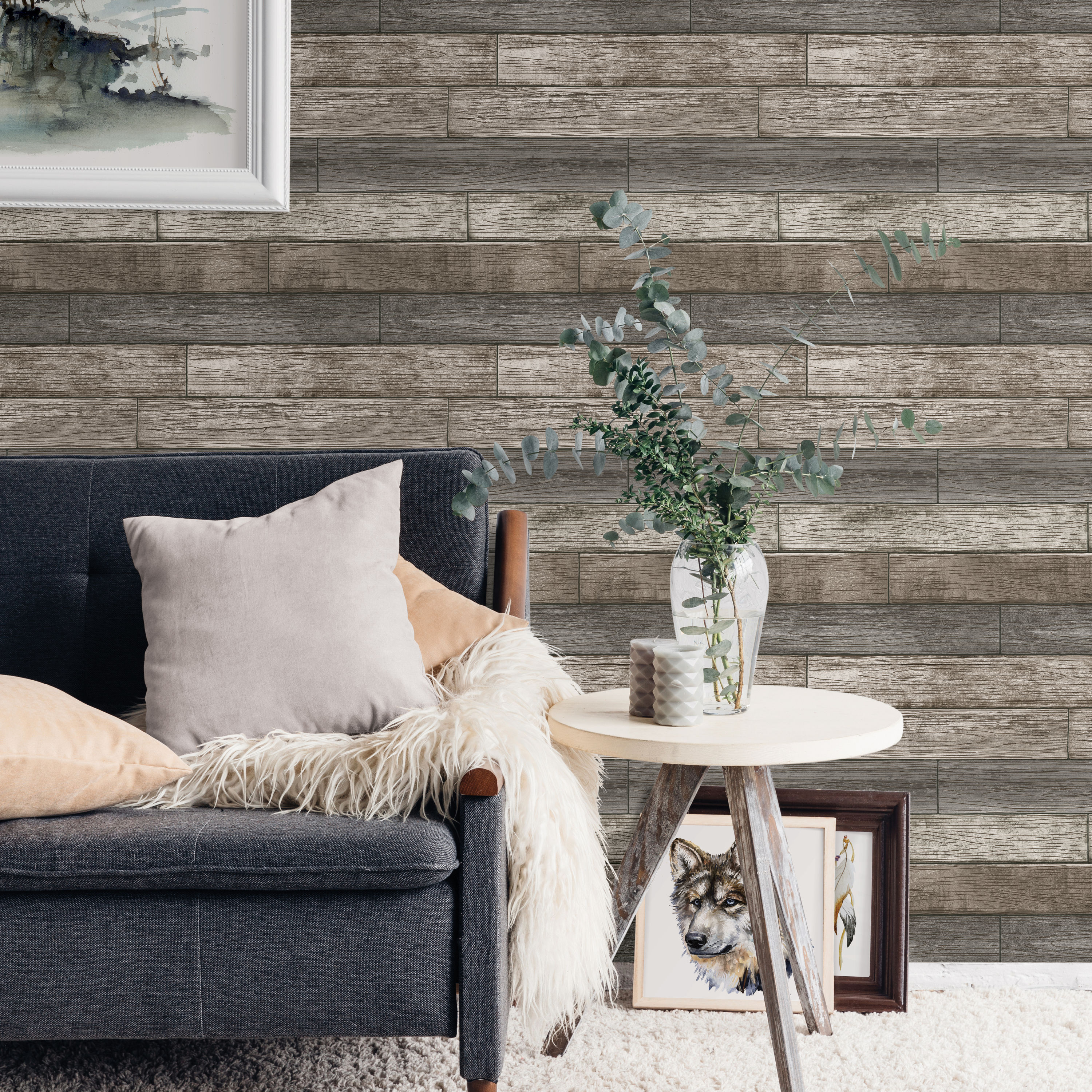 allen + roth 30.75-sq ft Brown Vinyl Textured Wood 3D Self-adhesive Peel and Stick Wallpaper