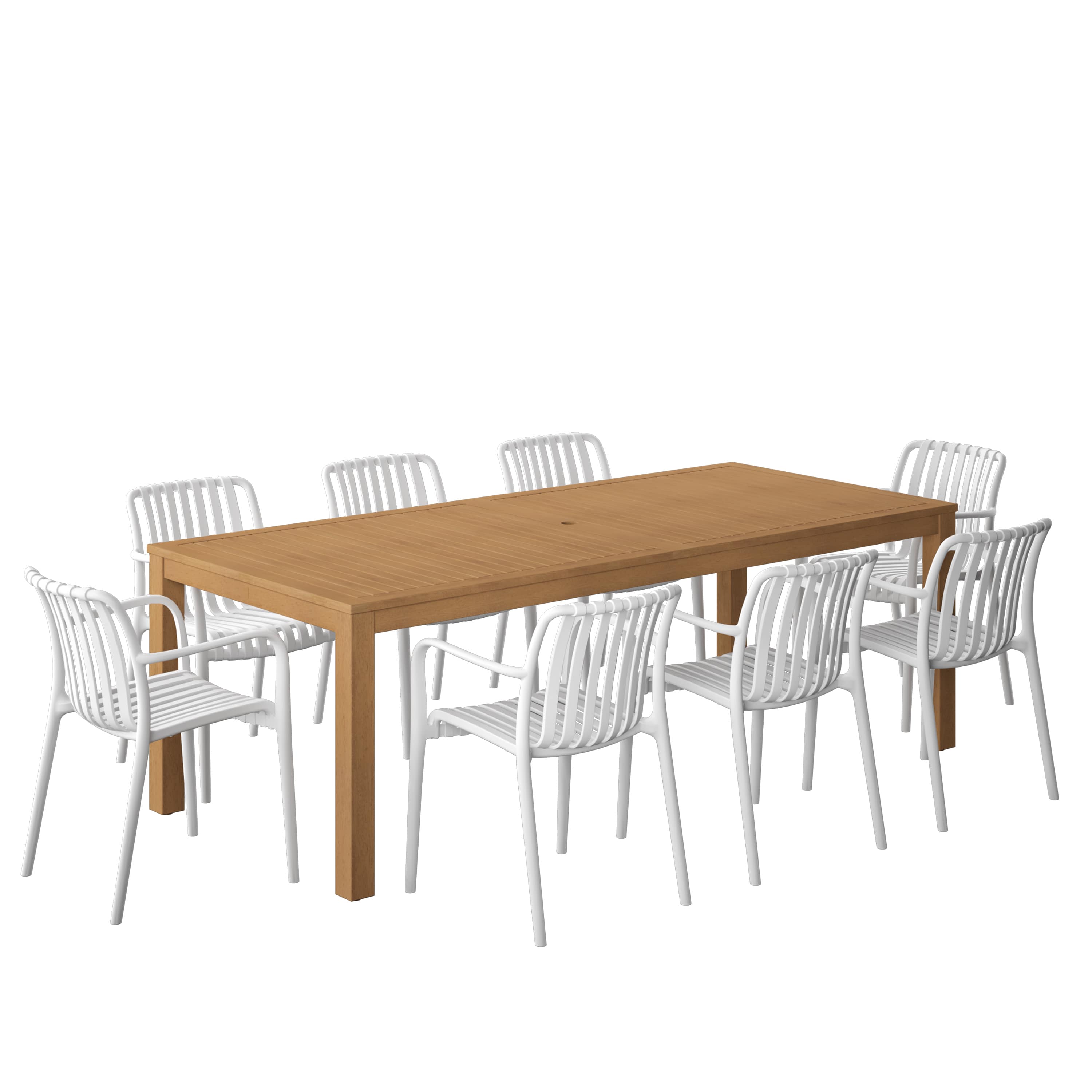Amazonia ALALOT-8-CURA-WHT Urban Elements Shikoku Patio Dining Set for 8 – Perfect for Family and Friends - Modern and Stylish Dining Table with Chairs