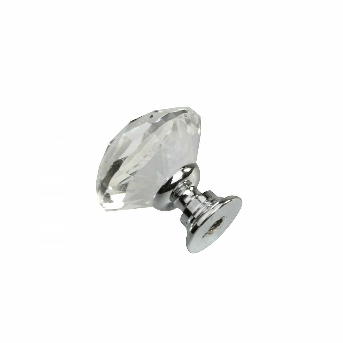 Clear Glass Diamond Cut Cabinet Knobs with Chrome Base, Set of 10