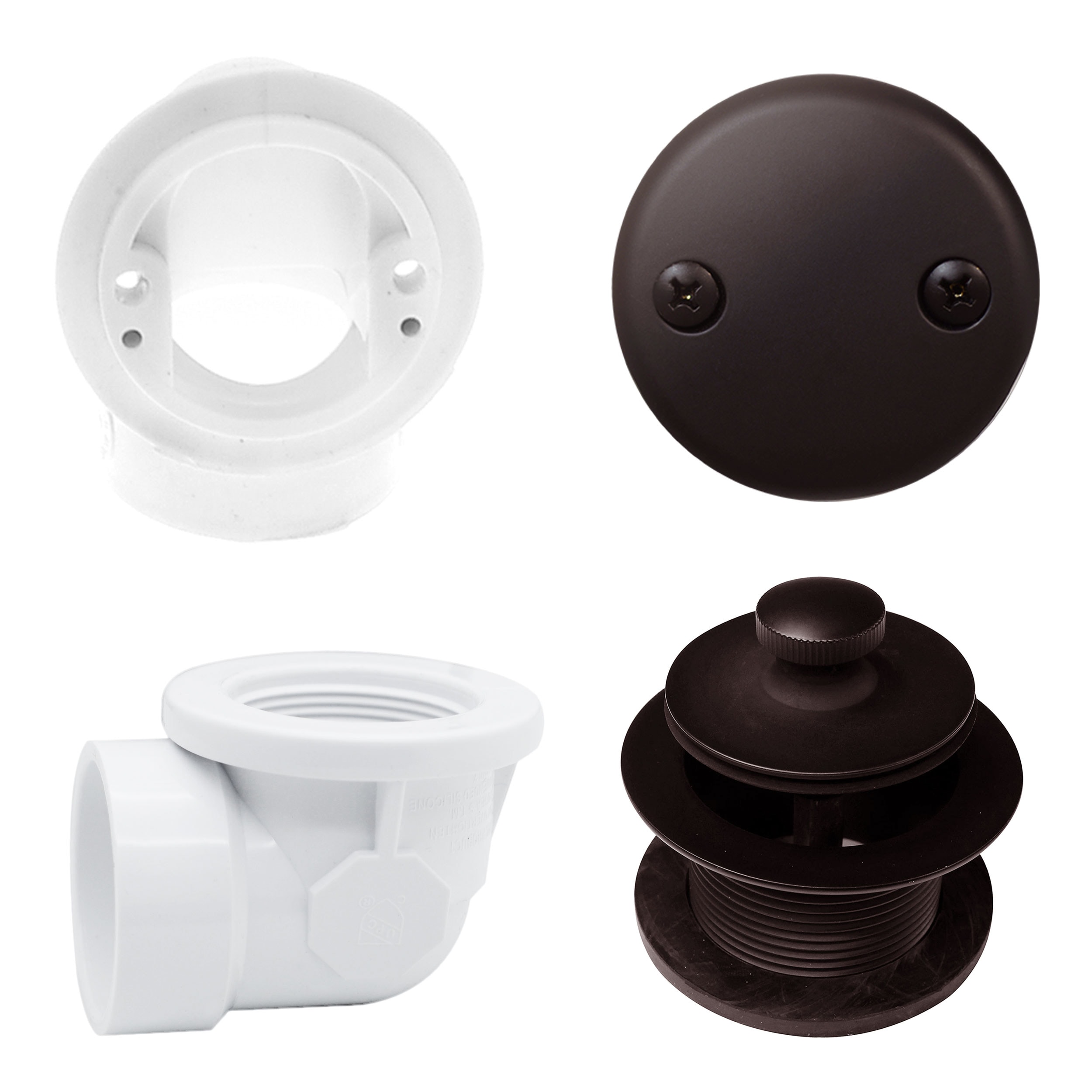 WESTBRASS D572-12 Pull and Drain Sch. 40 PVC Plumber's Pack with Two-hole Elbow In Oil Rubbed Bronze