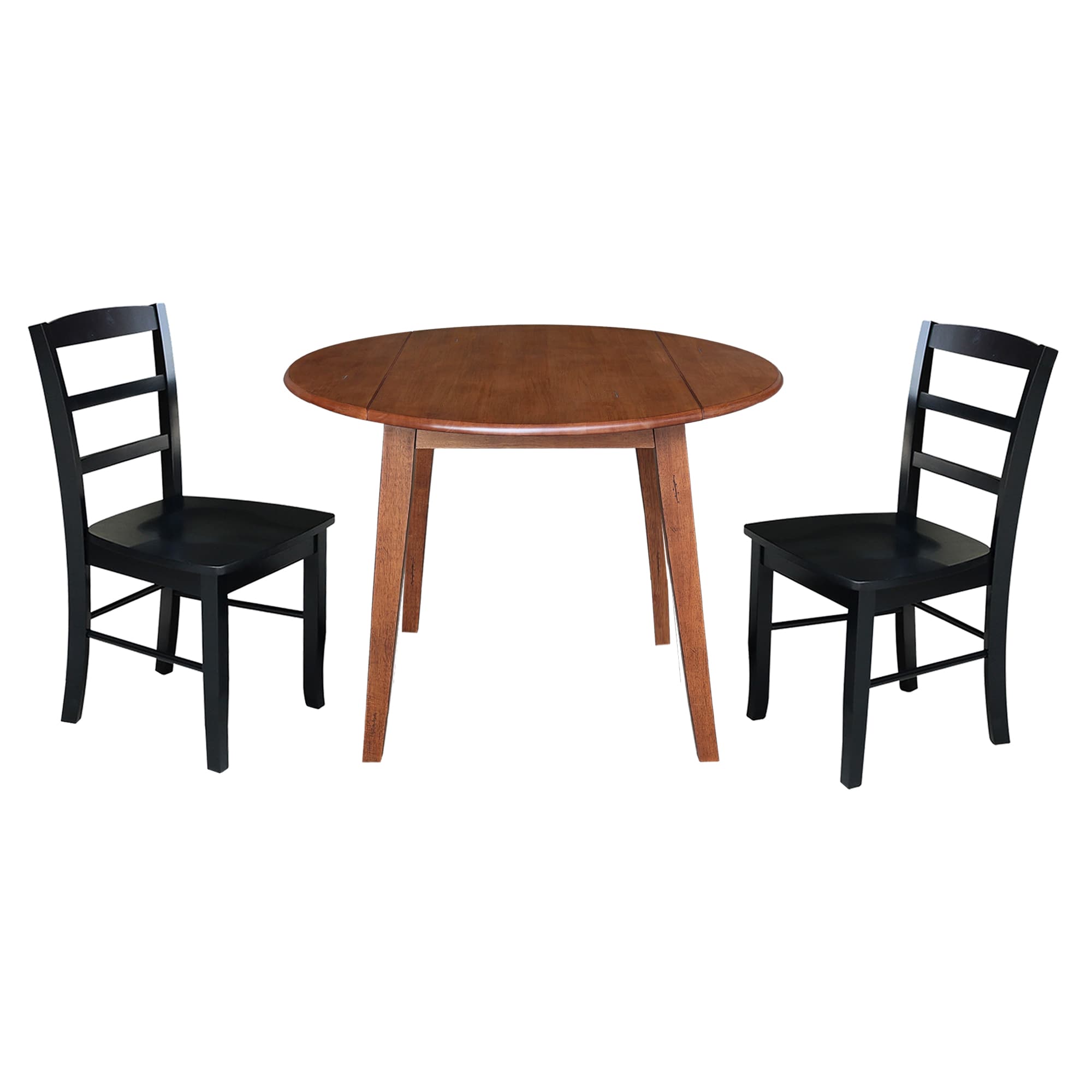 International Concepts K42-42DL-C46-2-2 Distressed Oak/Black Traditional Dining Room Set with Round Table ( Seats 4 )