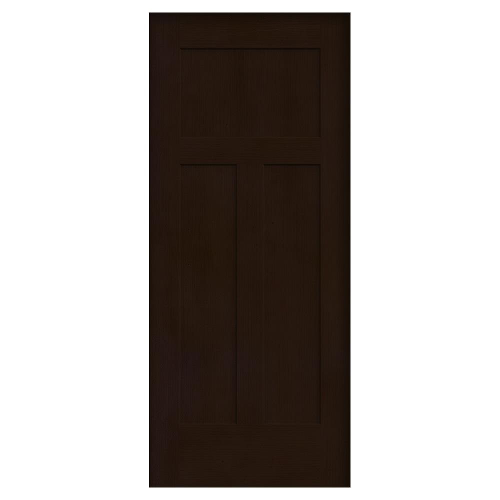 JELD-WEN LOWOLJW225500289 Craftsman 32-in x 80-in Espresso 3-panel craftsman Smooth Hollow core Prefinished Molded composite Slab Door