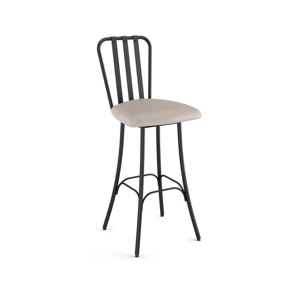Amisco 41667-26WE/1B25DBF4 Club Set of Cream Faux Leather / Black Metal 26.63-Inches H Counter height Square seat Upholstered Swivel Metal Bar Stool Back