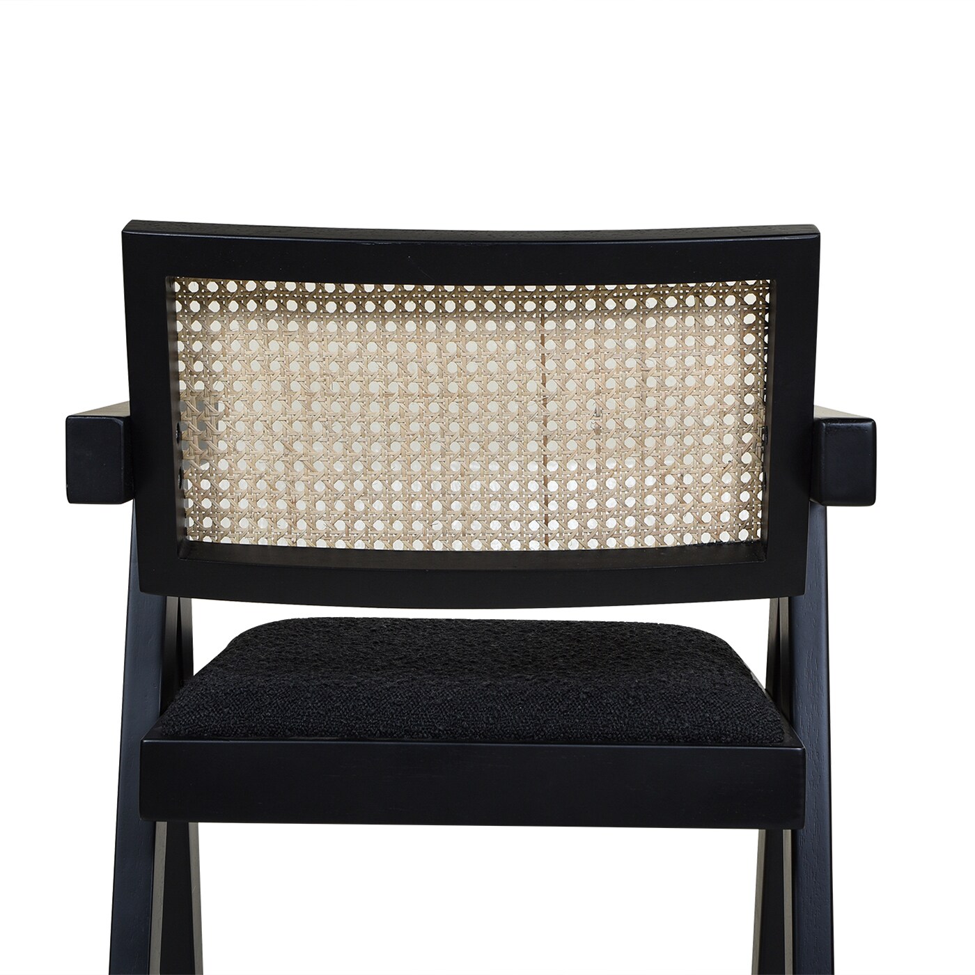 Milan Ebony Black Bouclé & Natural Wood Bar Stool Set of 3