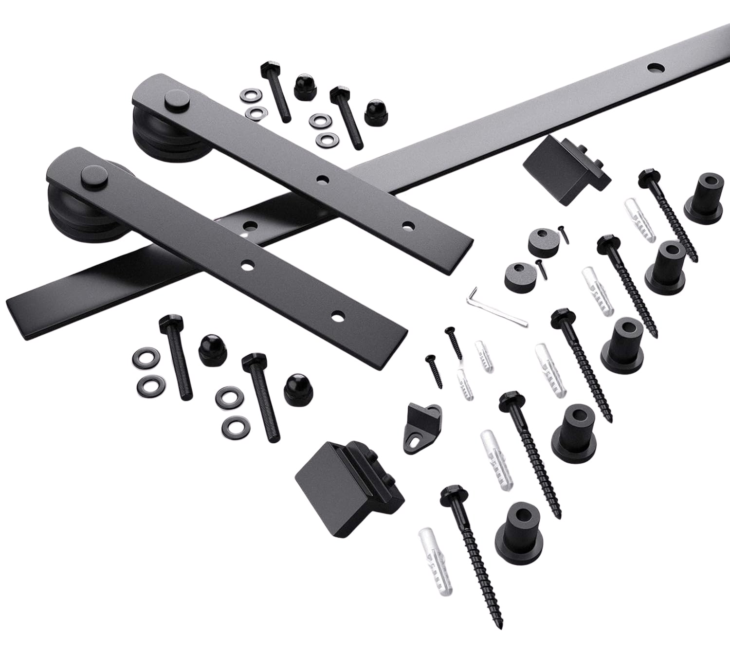 Aoibox  6 6 FT Barn Door Hardware Kit Track Sliding Door Smooth Quiet Heavy Duty Sturdy Fit 36 40 Wide Panel I Shape Hanger