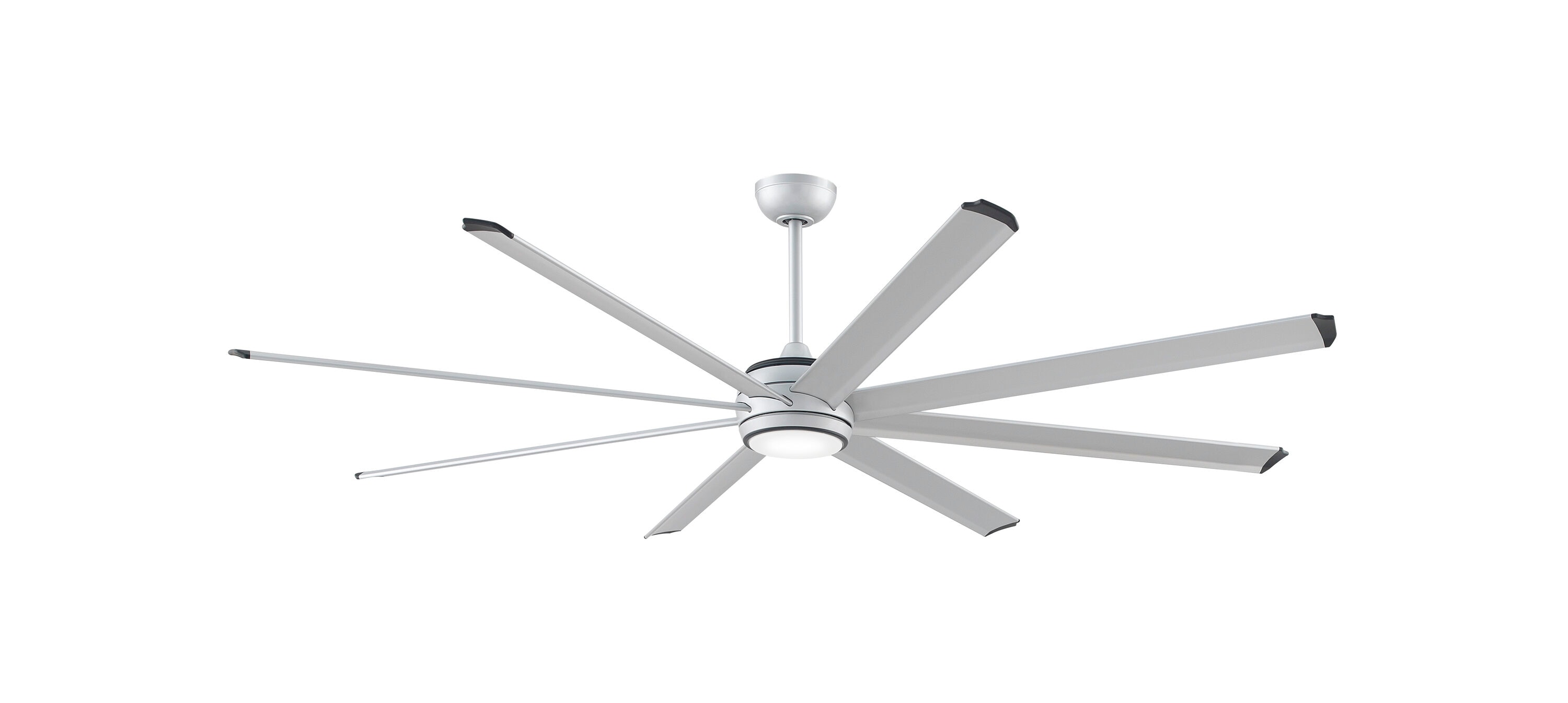 Stellar Custom 84-in Silver Color-changing LED Indoor/Outdoor Smart Ceiling Fan with Light Remote (8-Blade) | - Fanimation FPD7997SLW-84SLW