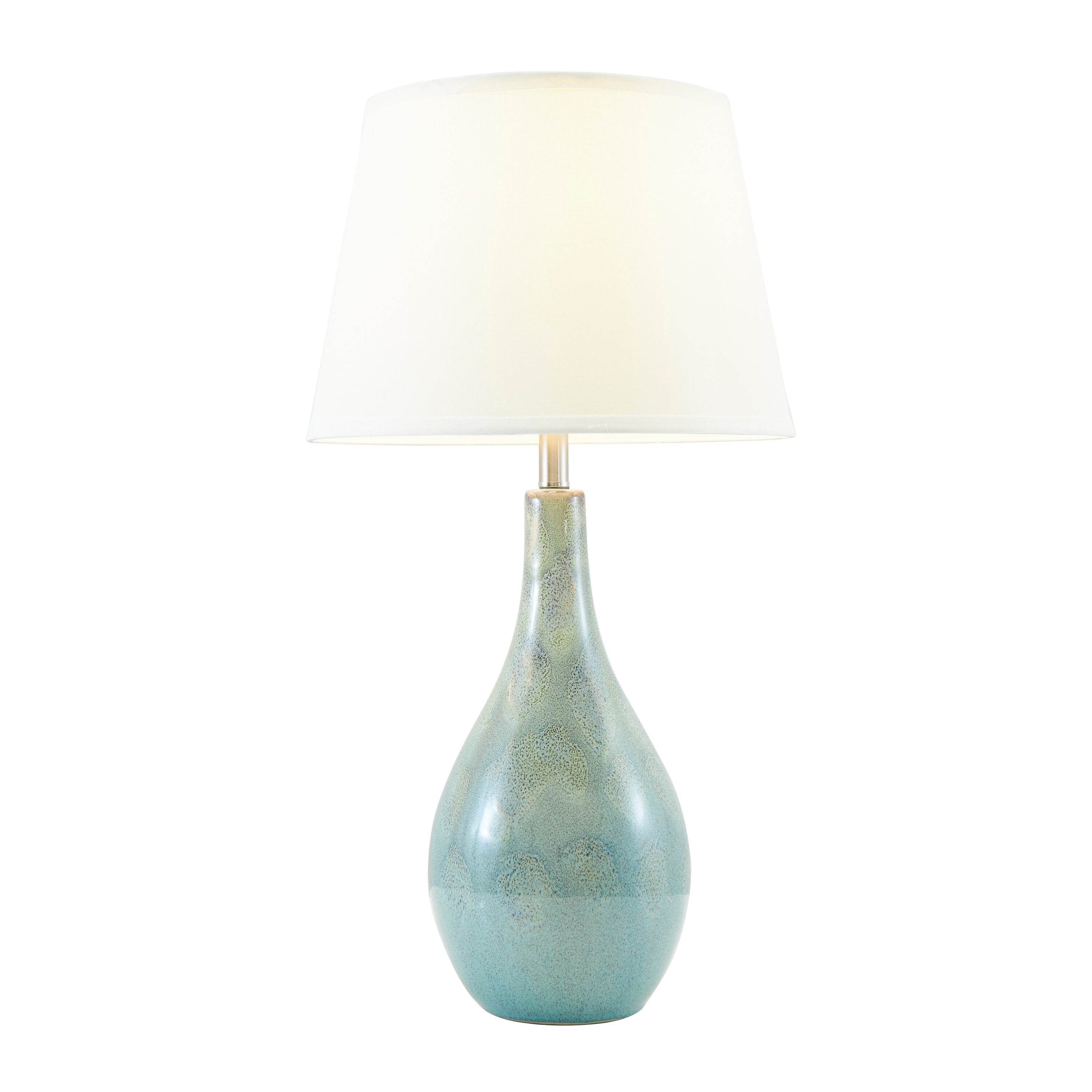Set of 2 Blue Ceramic Bottle-Shaped Nightstand Lamps