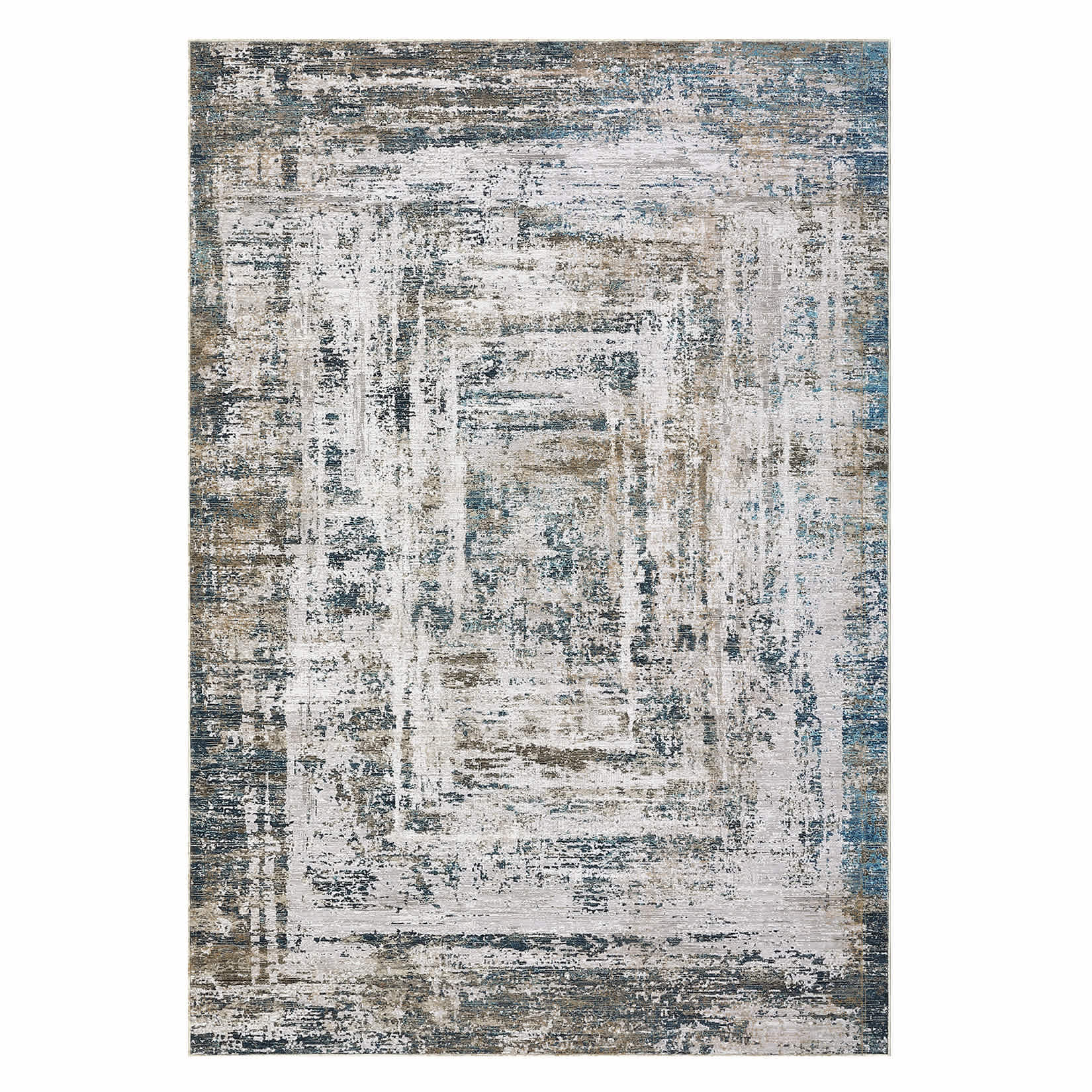 Qeetex LSN-PHO-16LRJP5R 8 x 10 ft Polyester Initation Cashmere Blue Rectangular Hallway Bathroom Entryway Kitchen Office Foldable Abstract Modern Washable Area Rug