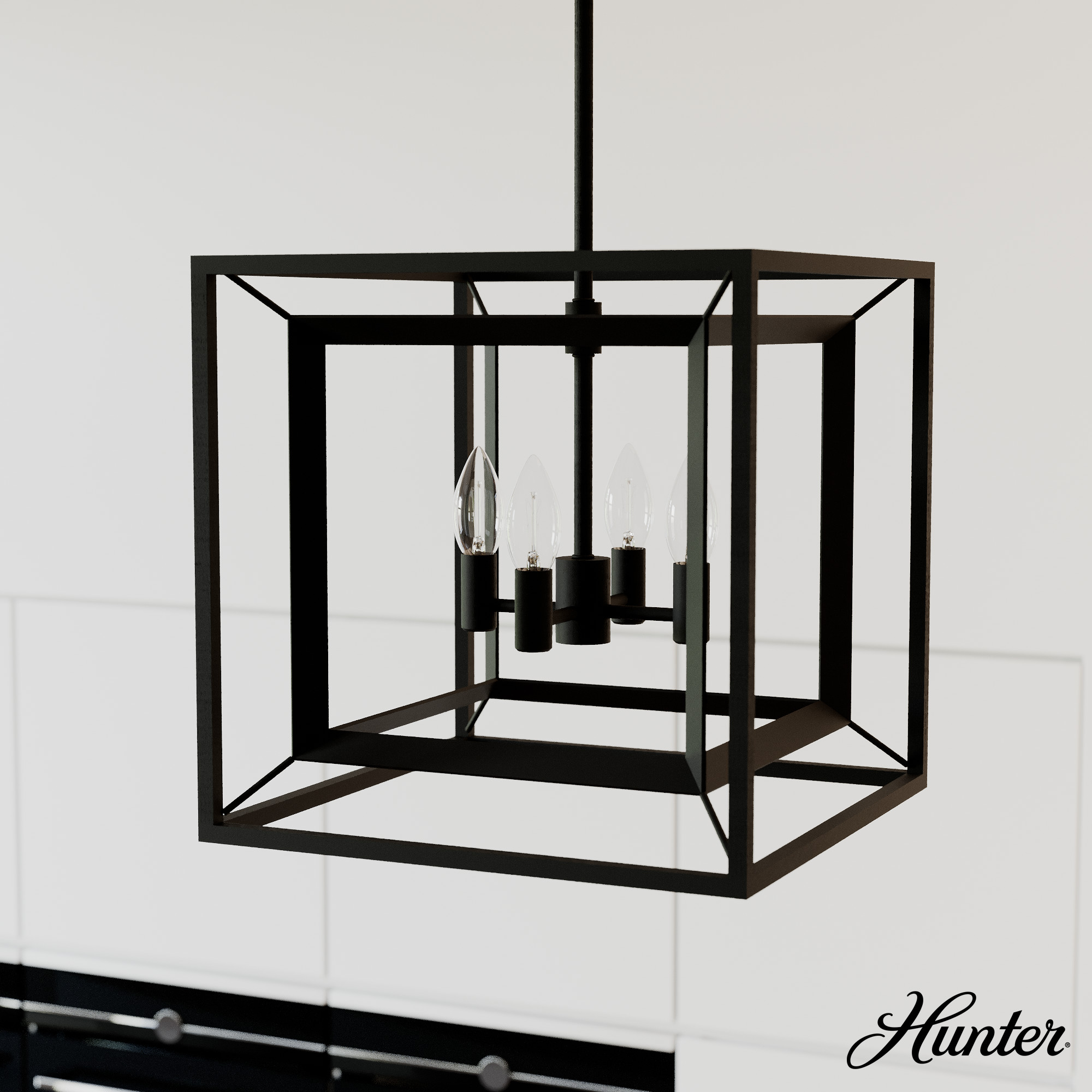 Hunter Doherty 4-Light Matte Black Modern/Contemporary Led Bare Bulb Chandelier