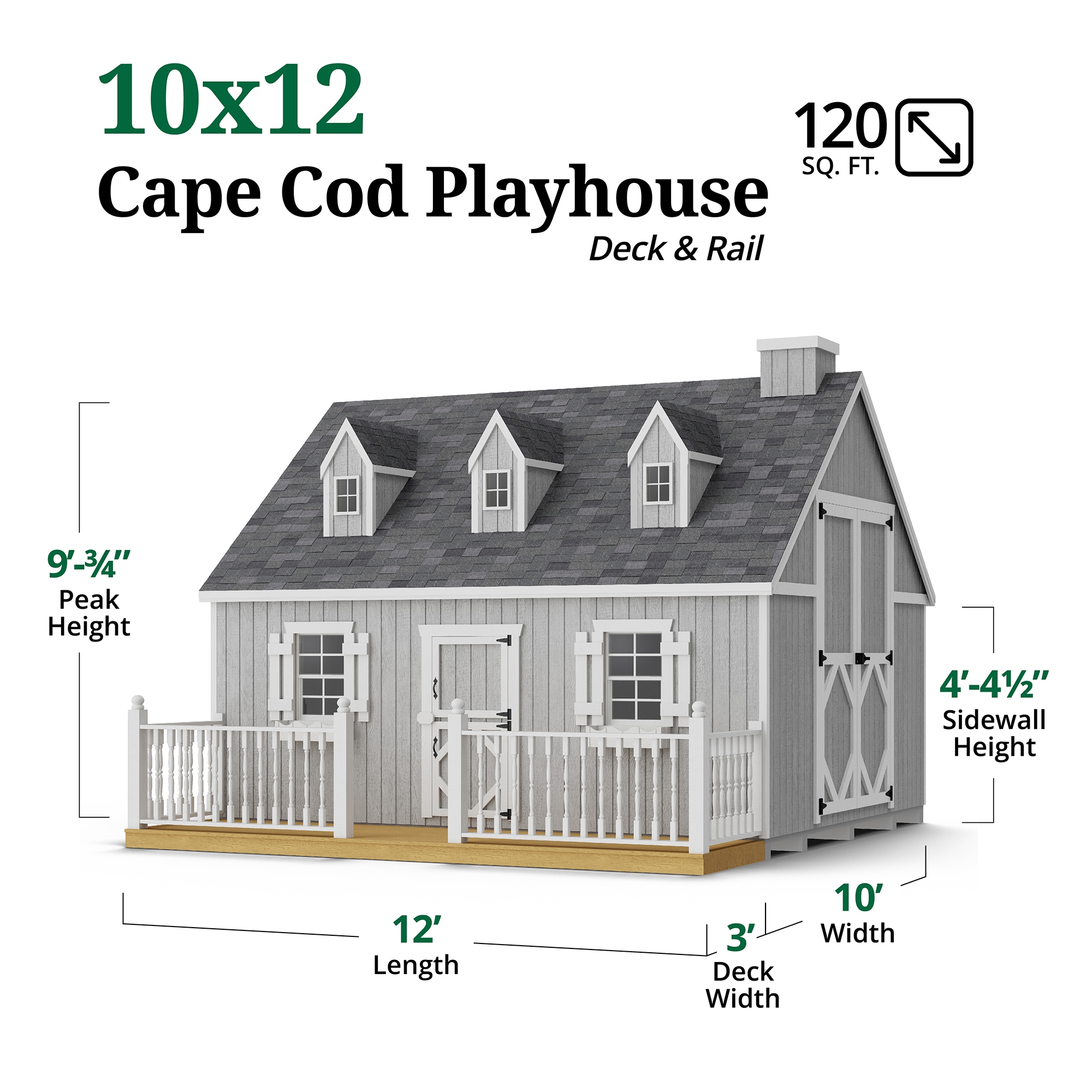 Little Cottage Co 10X12CCP-PNK-FKDRLFT playhouses - View #3