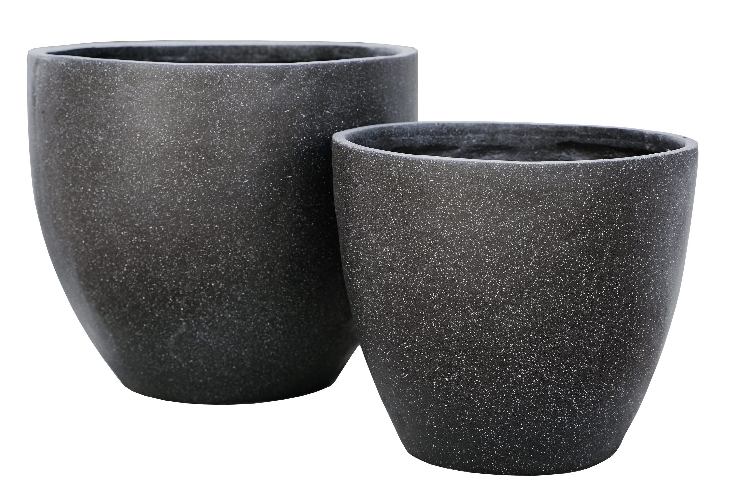 XBrand 2-Pack 16-in W x 14-in H Black Clay Contemporary/Modern  Indoor/Outdoor Planter Lowes.com
