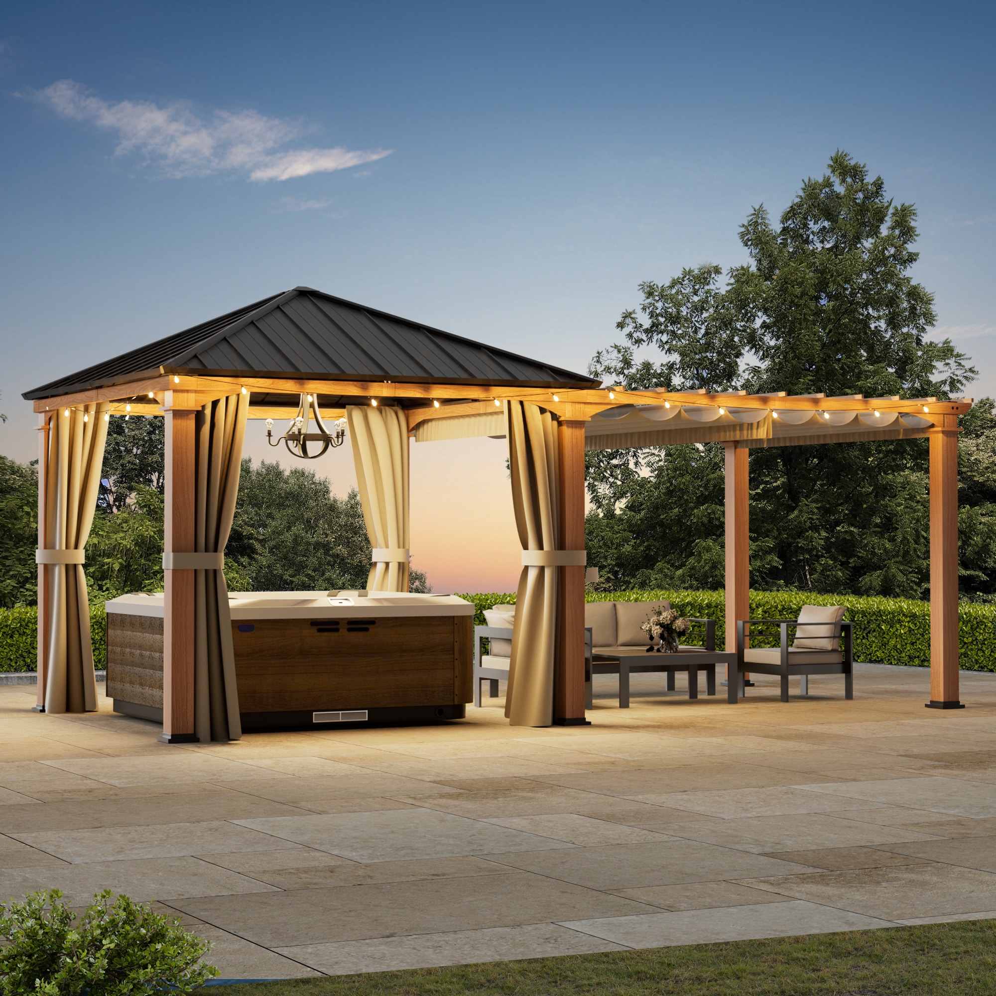 ELEVATE OUTDOORS IG10600025-1020WBR Wood-Resin-Gazebos - View #2