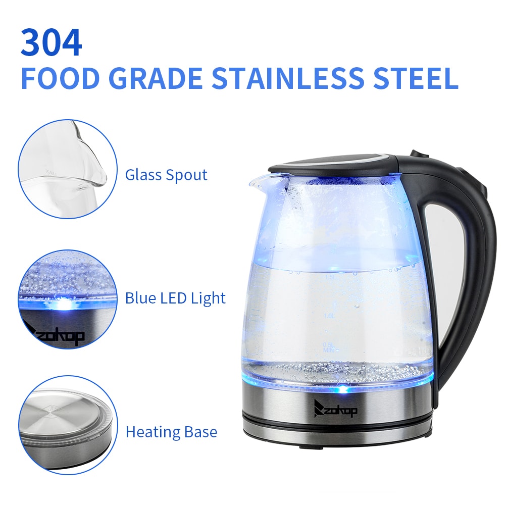 MegaChef Glass Clear 6-Cup Corded Electric Kettle in the Water Boilers &  Kettles department at