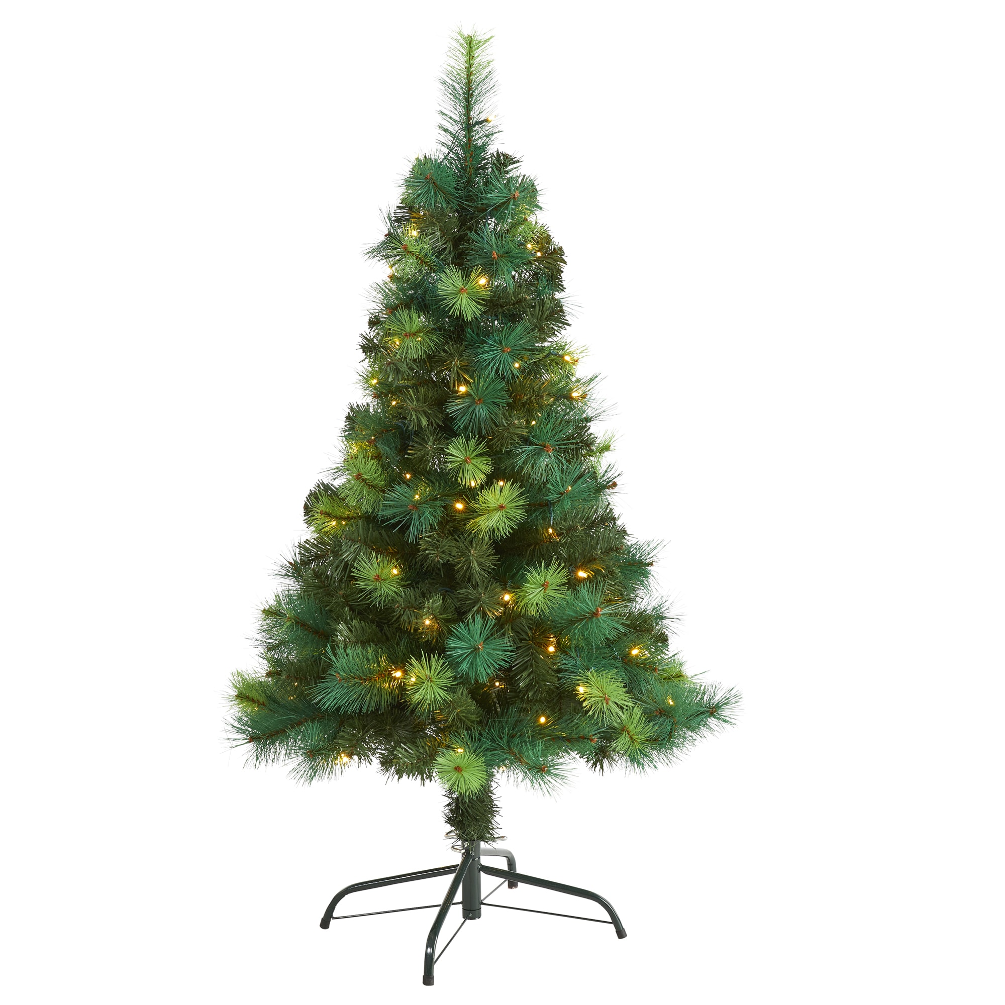 Nearly Natural 4-ft Pine Pre-lit Artificial Christmas Tree with LED ...