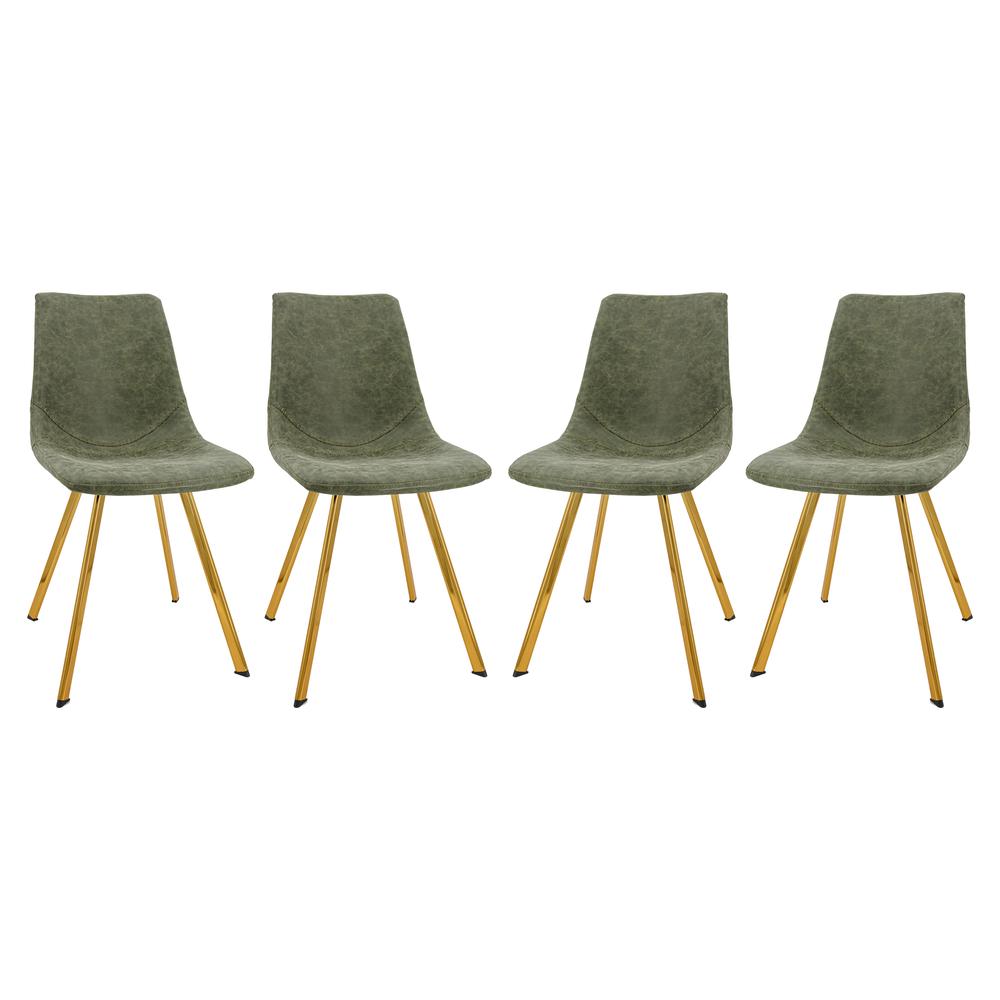 Leisuremod BG3143709 Markley Modern Leather Dining Chair With Gold Legs Set of 4