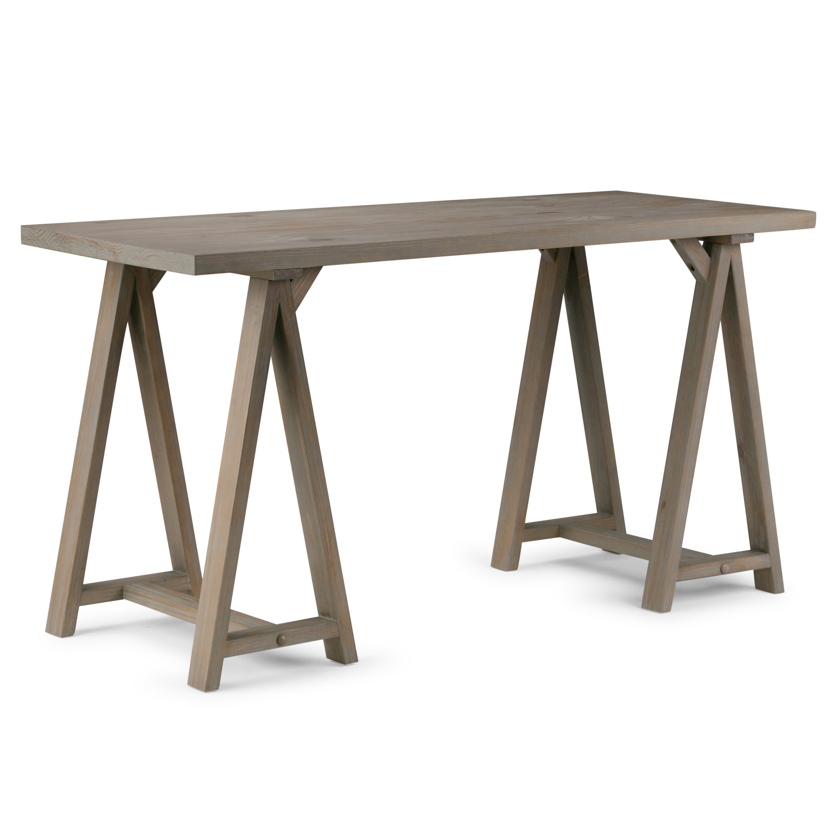 Simpli Home 3AXCSAW-09-GR Sawhorse 56-Inches Gray Modern/Contemporary Pine Computer desk