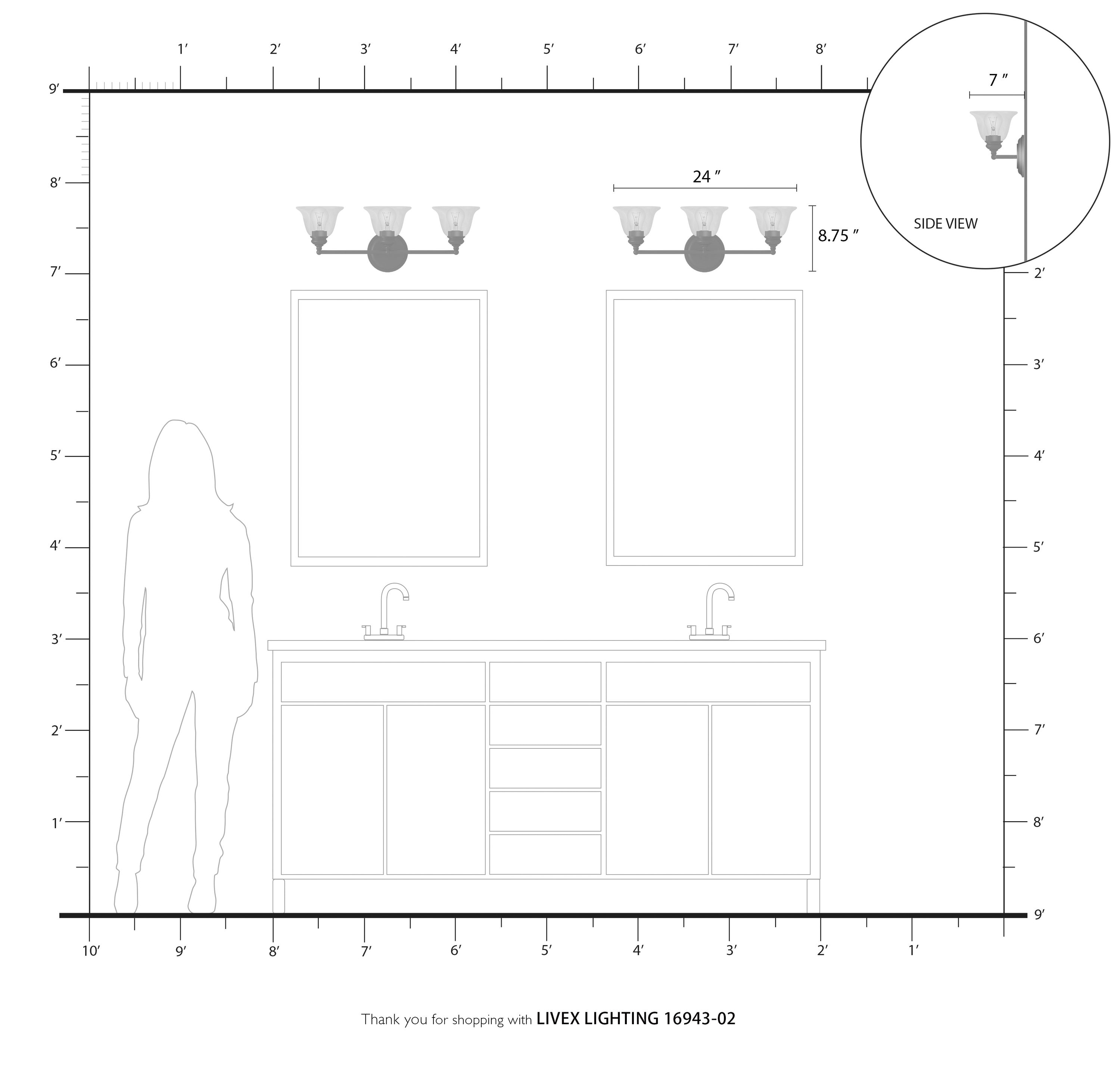 Polished Chrome 3-Light Vanity with Clear Glass Shades