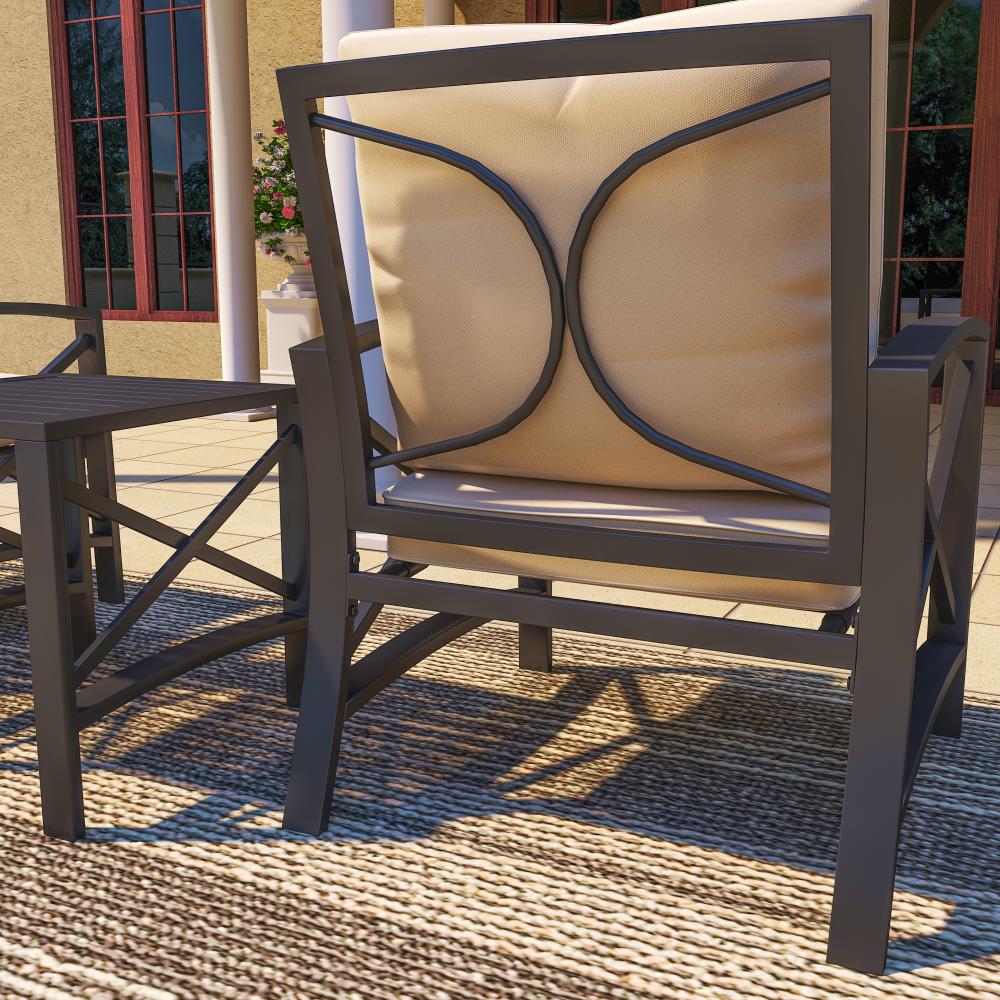 Top Home Space 3 Piece Patio Conversation Set with Tan Cushions in