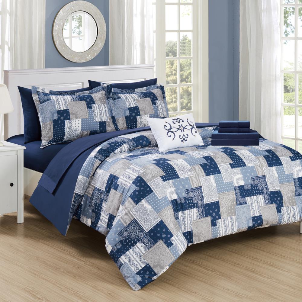 Chic Home Design Millennia 8-Piece Blue Queen Comforter Set in the ...