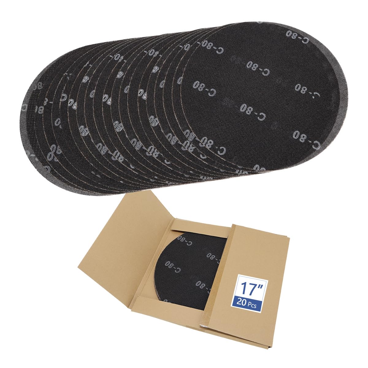 Aoibox  17 Mesh Floor Sanding Screen Discs for Wood Floors 80 Grit 20 Pack Black Silicon Carbide Compatible