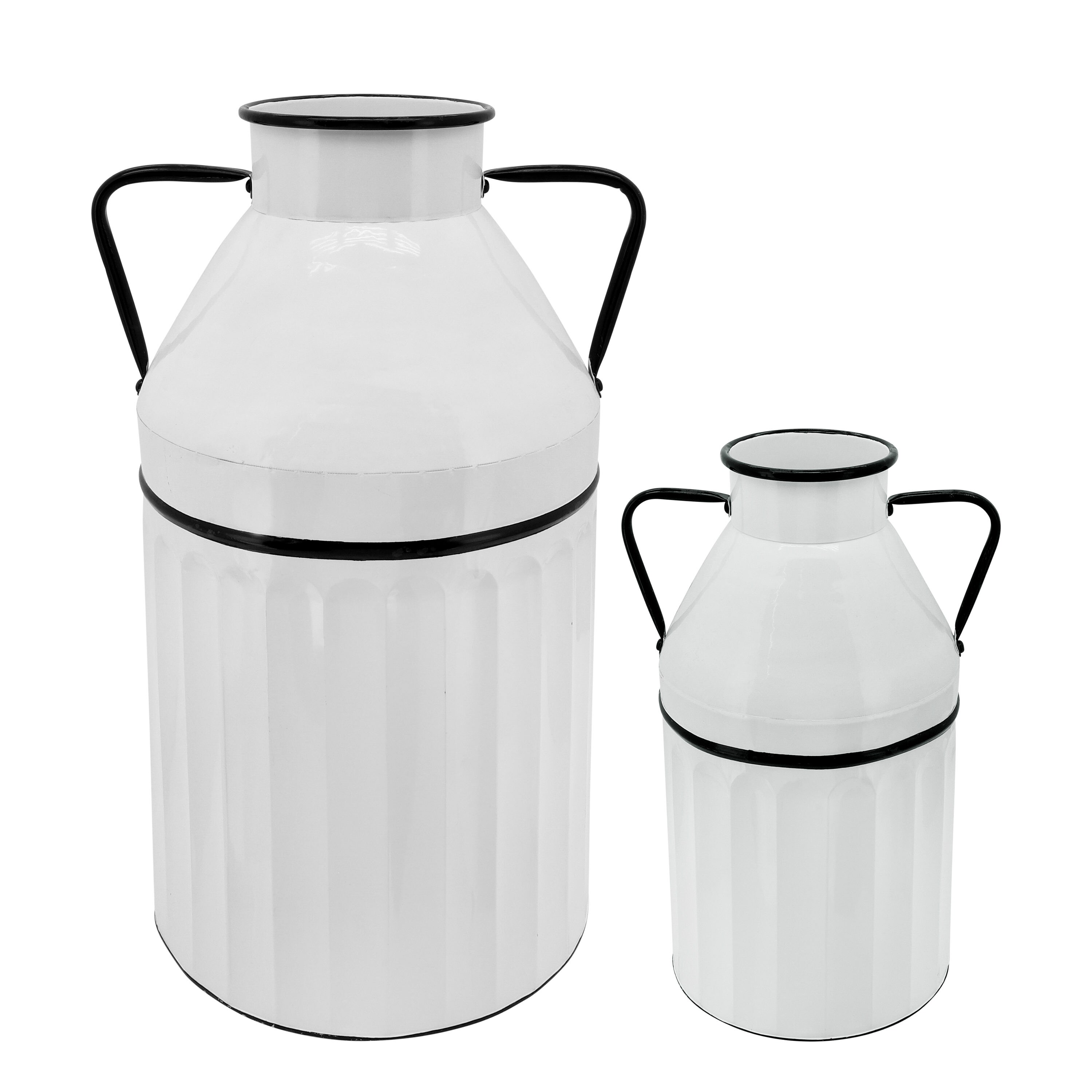 Sagebrook Home White Metal Modern Decorative Jar in the Decorative