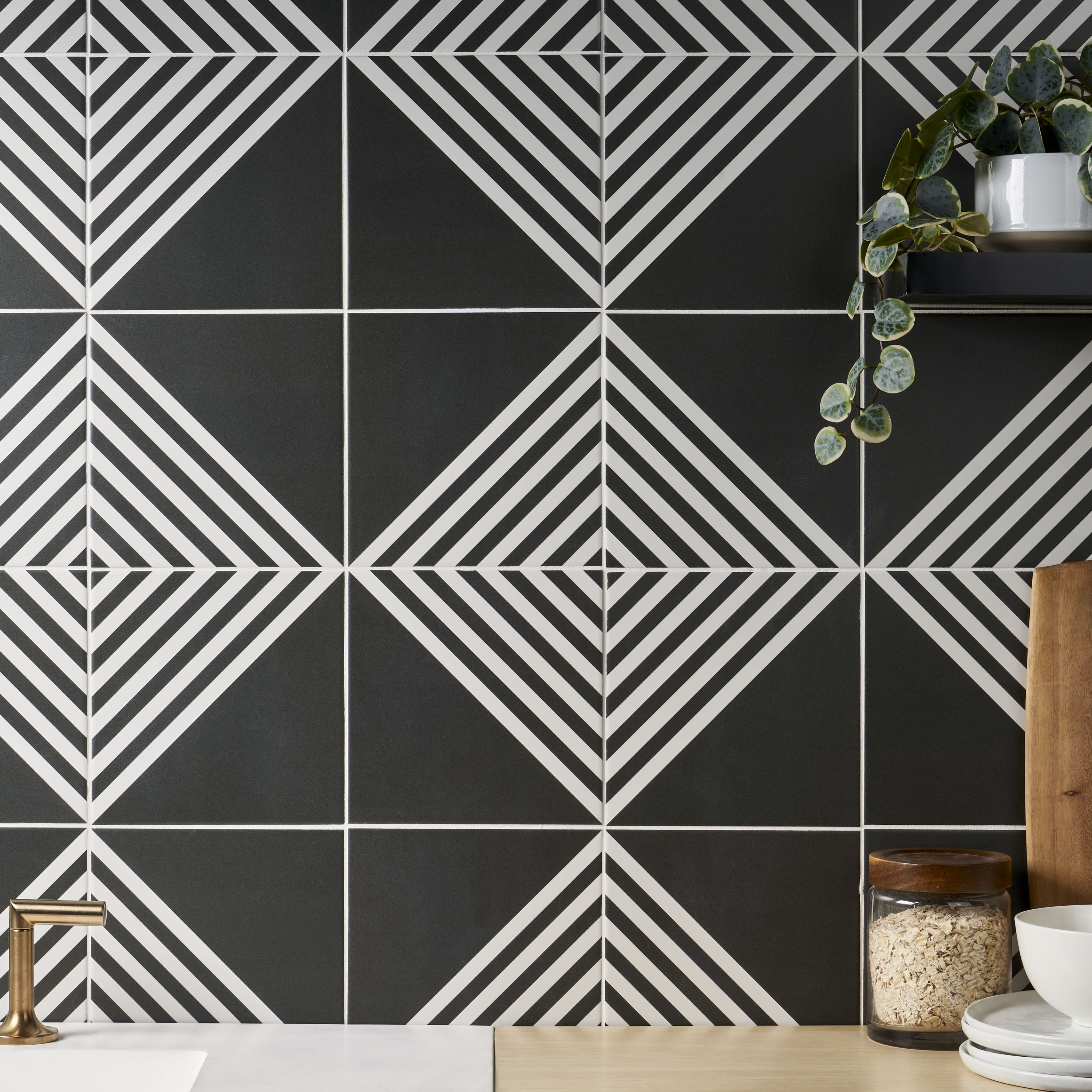 Artmore Tile Record Stripe Negative 8-in x 8-in Matte Porcelain ...