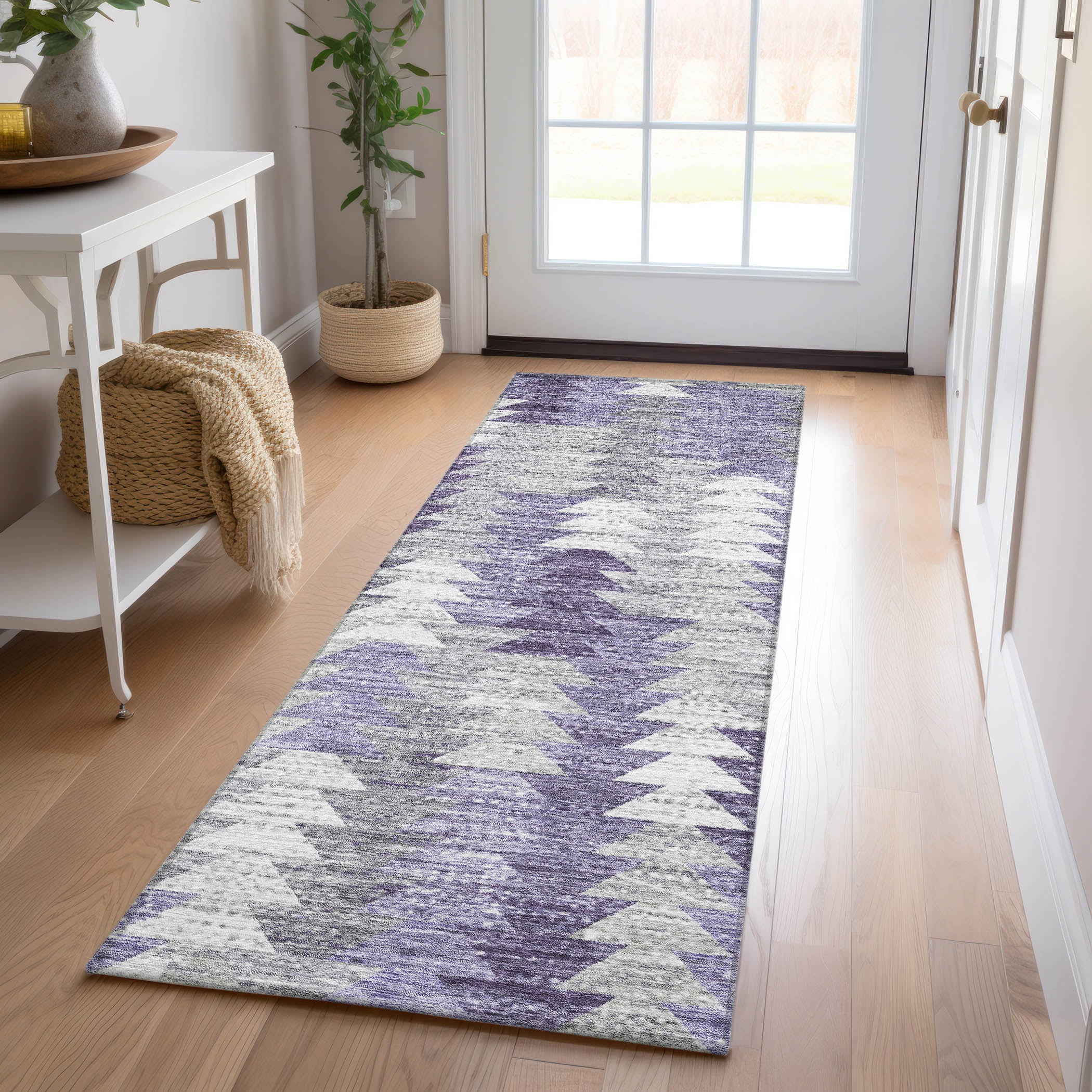 Addison Rugs ACN632PP2X8 Chantille ACN632PP 2 x 7 (ft) Polyester Purple Rectangular Indoor/Outdoor Geometric Machine washable Runner rug