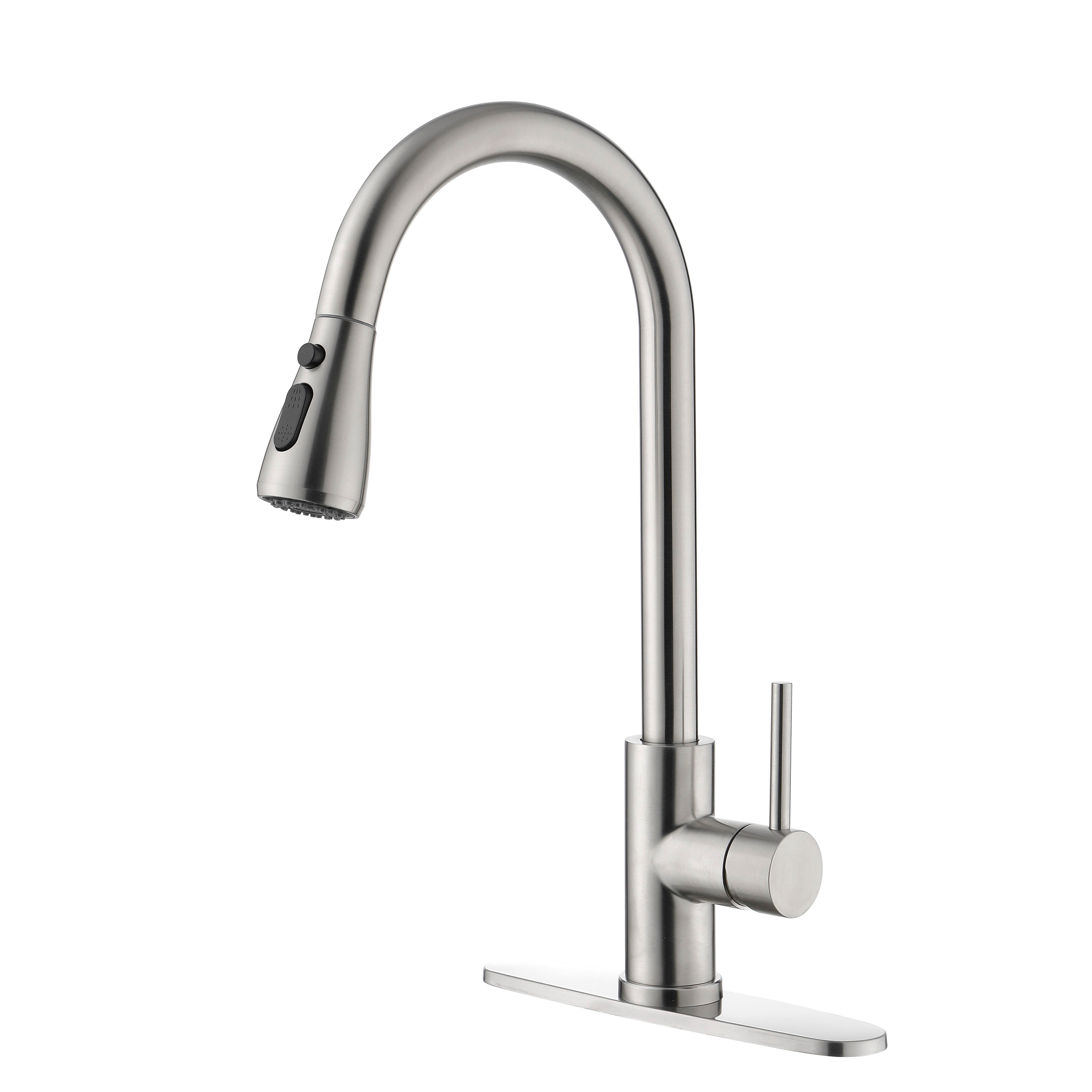 Clihome Brushed Nickel Kitchen Sink Faucets Brushed Nickel Single   49462951 