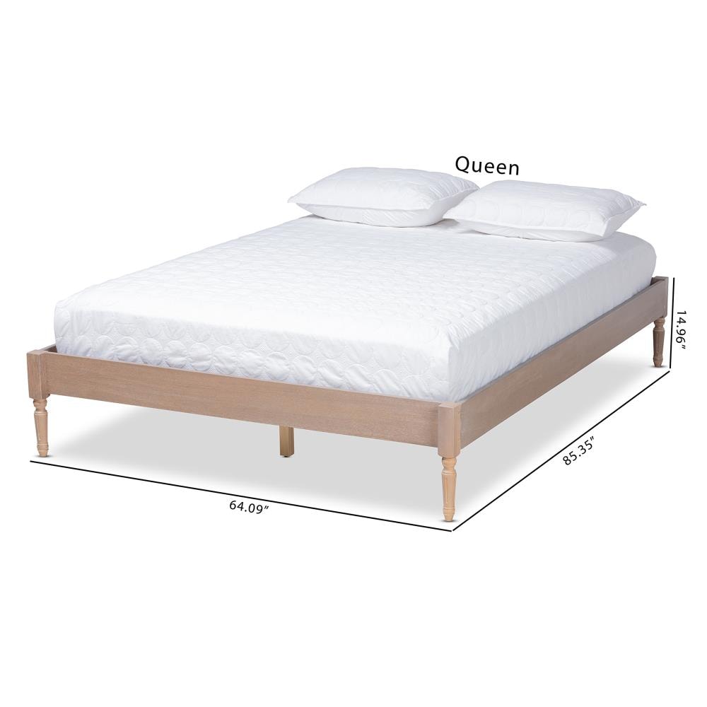 Baxton Studio Colette Antique Oak Full Wood Platform Bed in
