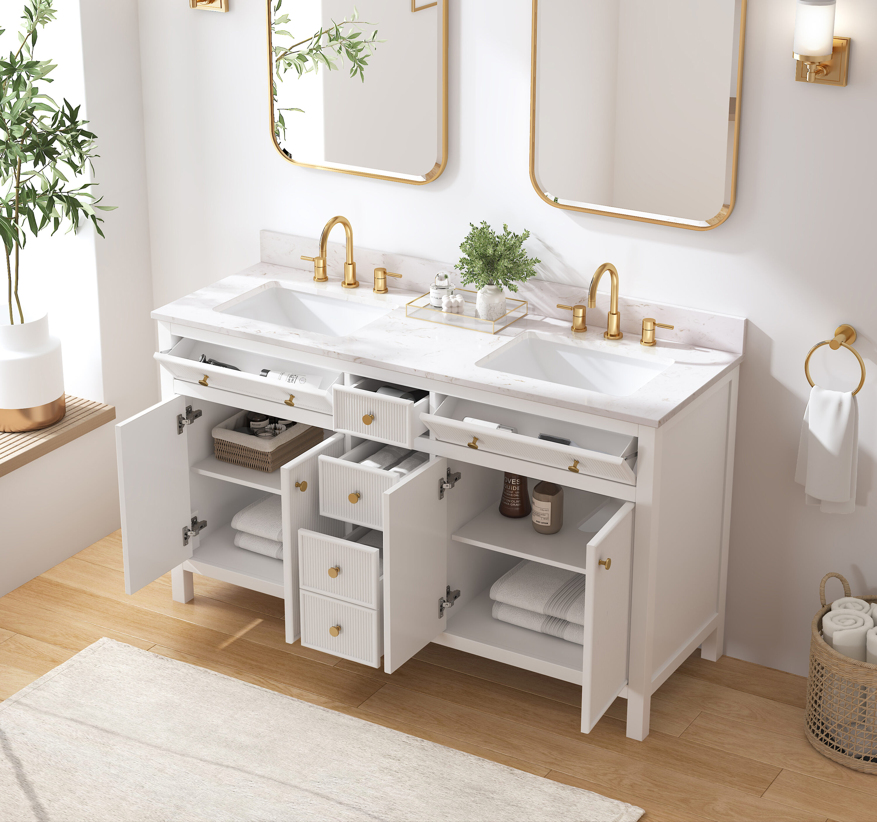 allen + roth L23011-VS60-WT Bath-Vanity-Combo - View #3