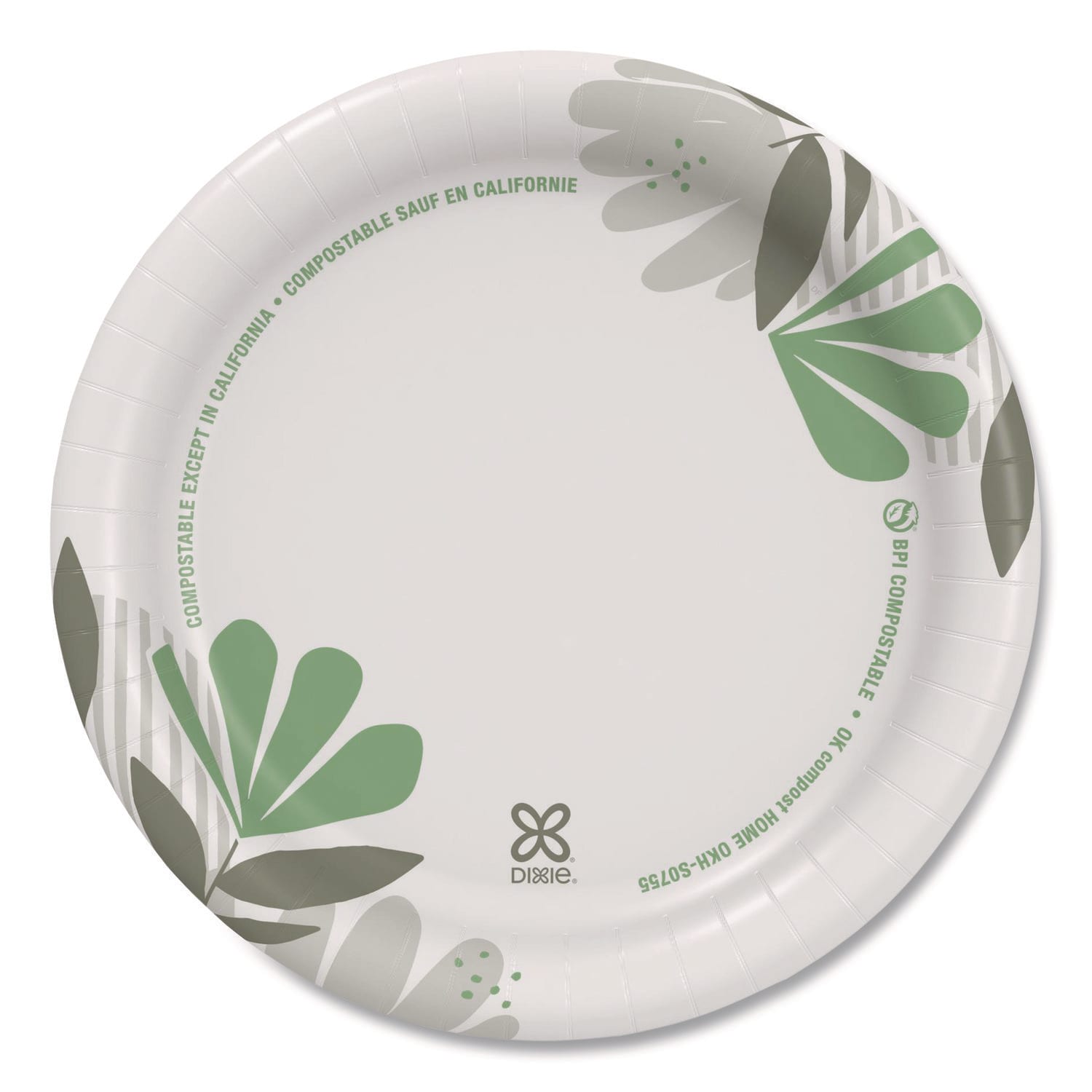 Dixie Pathways Soak-Proof Shield Mediumweight Paper Plates WiseSize 6.87 in dia Green/Burgundy 125/Pack