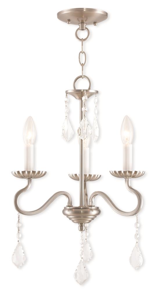 Livex Lighting 40773-91 Callisto 3 -Light Brushed Nickel Traditional Crystal For Use in Bathrooms, Bedrooms, Dining Rooms, Foyers, Kitchens, Living Rooms Chandelier