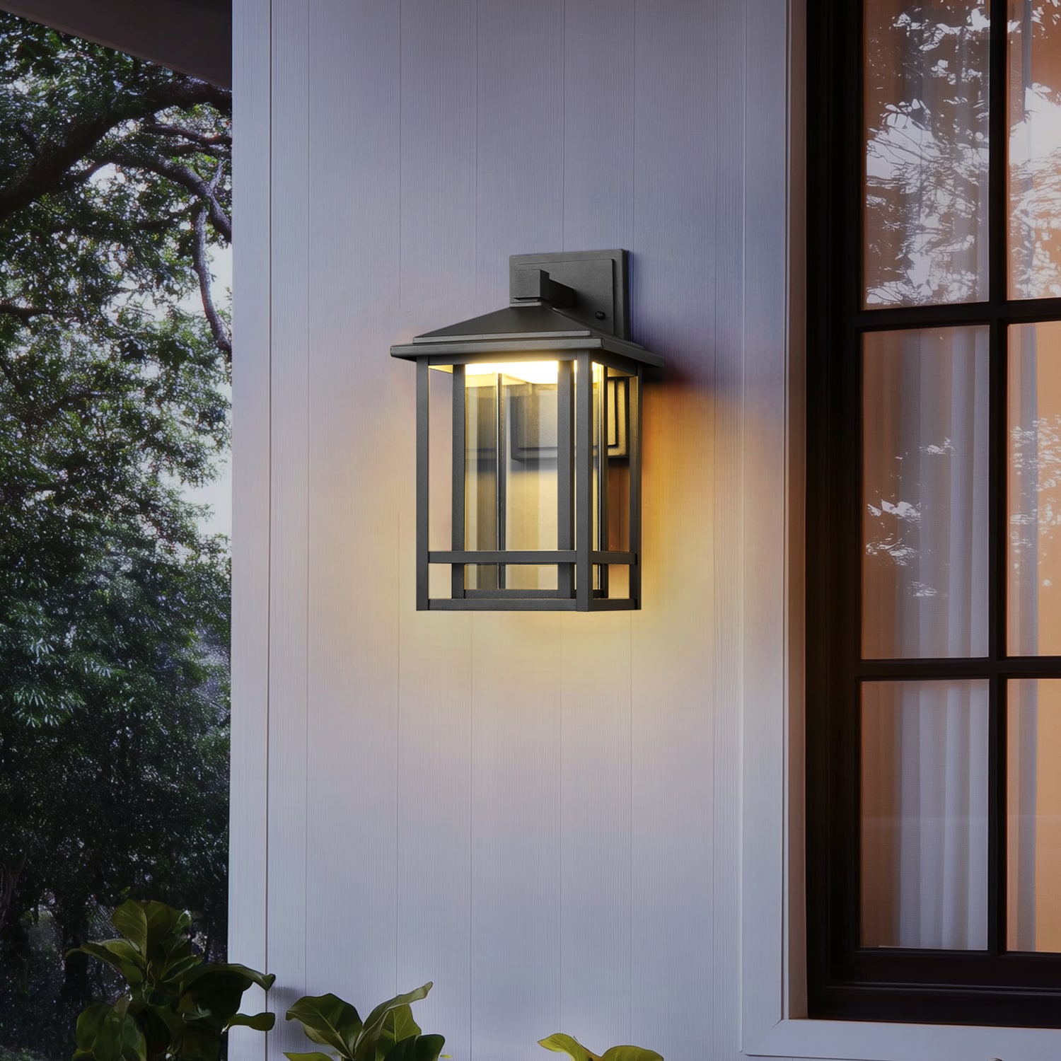 Globe Electric 60000151 13.03-in H Matte Black Hardwired Integrated LED Outdoor Wall Light