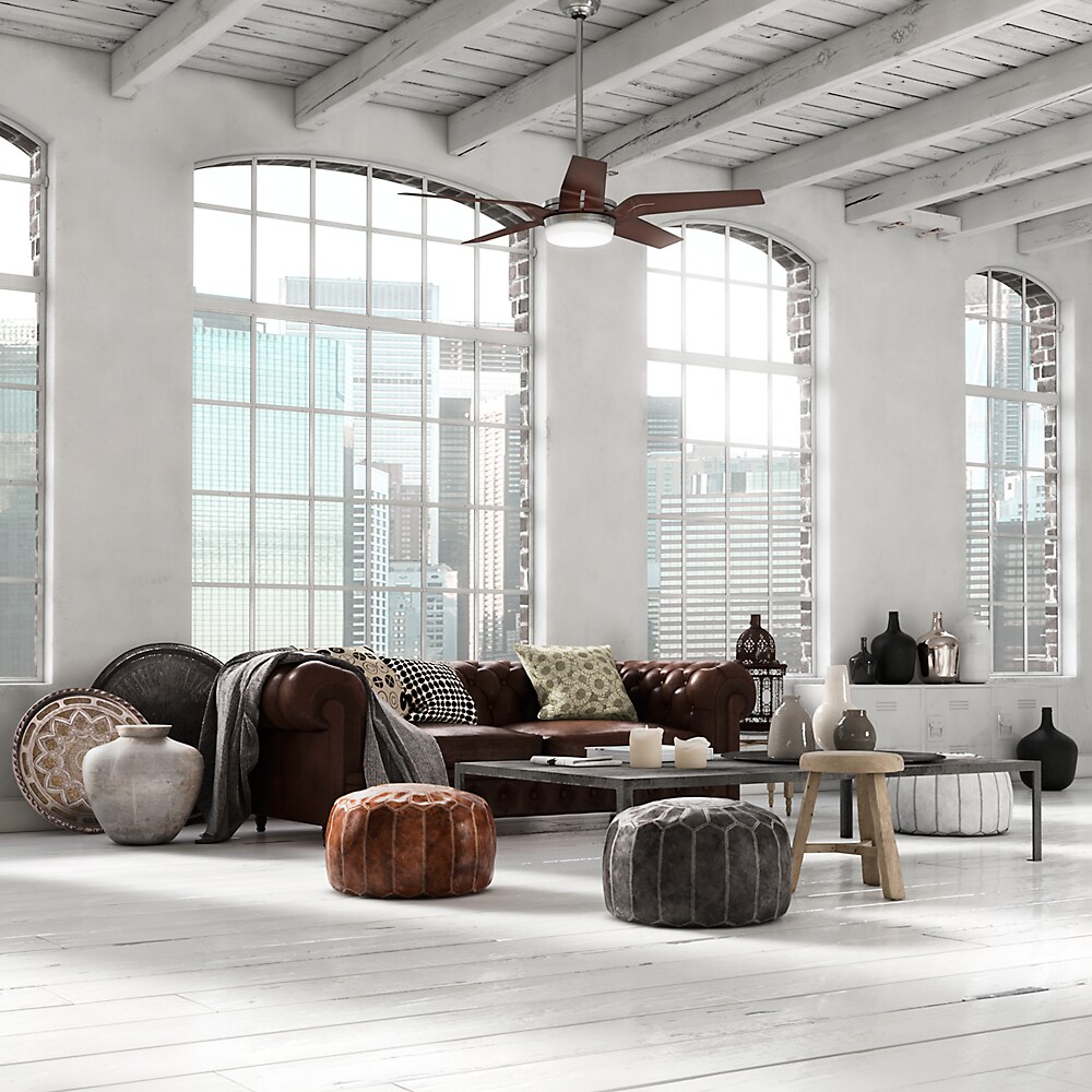 Correne 56" Brushed Nickel Ceiling Fan with Coffee Beech Blades and LED Light