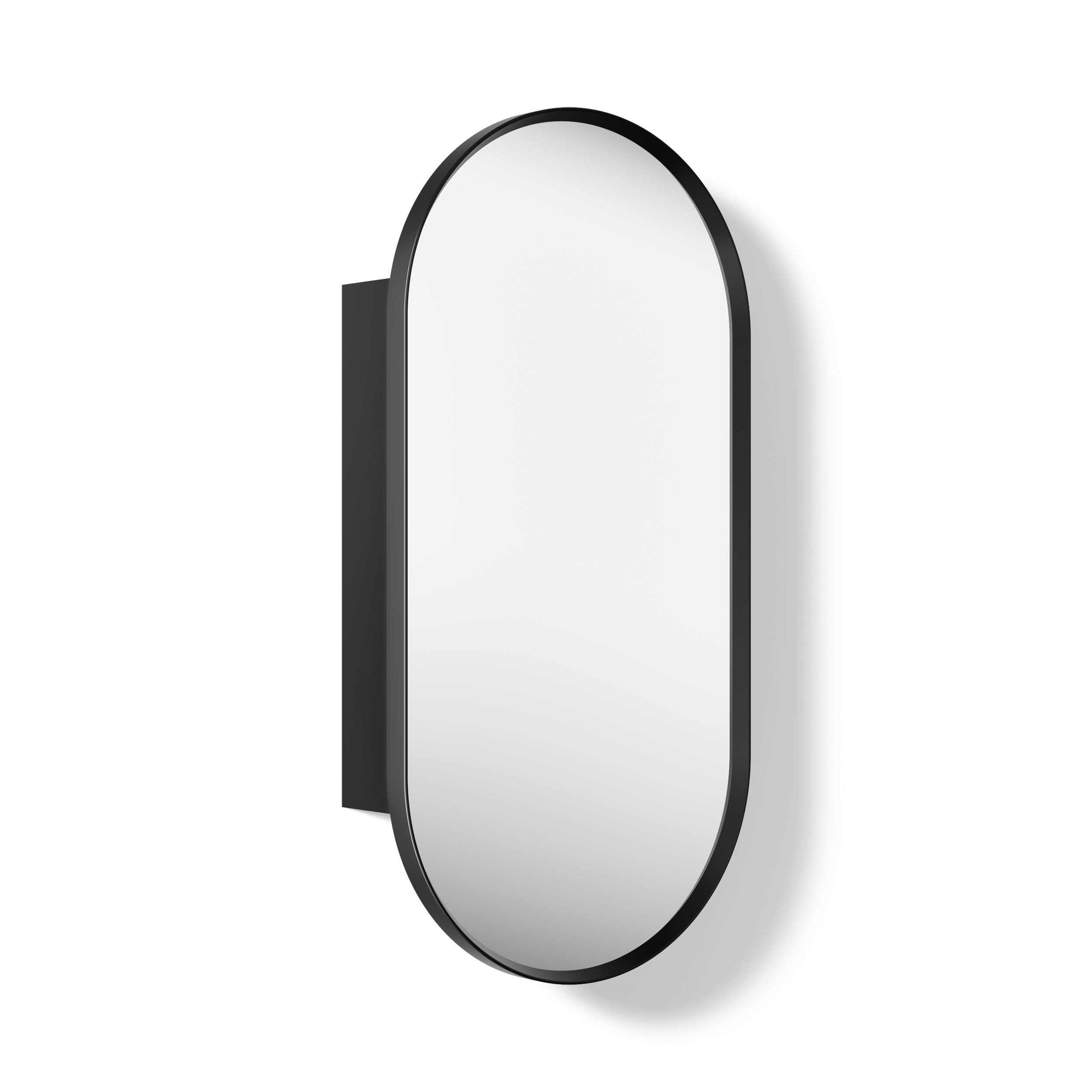 KOHLER Verdera 15-in x 30-in Surface/Recessed Mount Matte Black Mirrored Capsule Medicine Cabinet