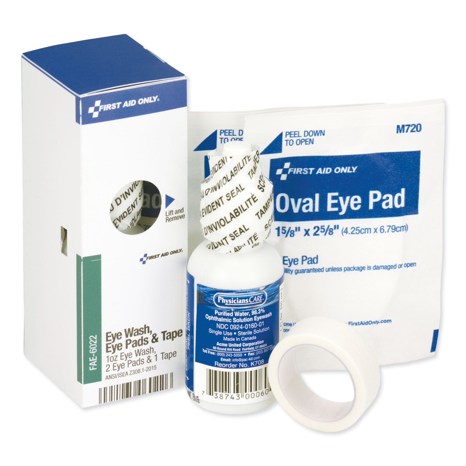 First Aid Only SmartCompliance Eyewash with Eyepads and Adhesive Tape Refill 4 Pieces